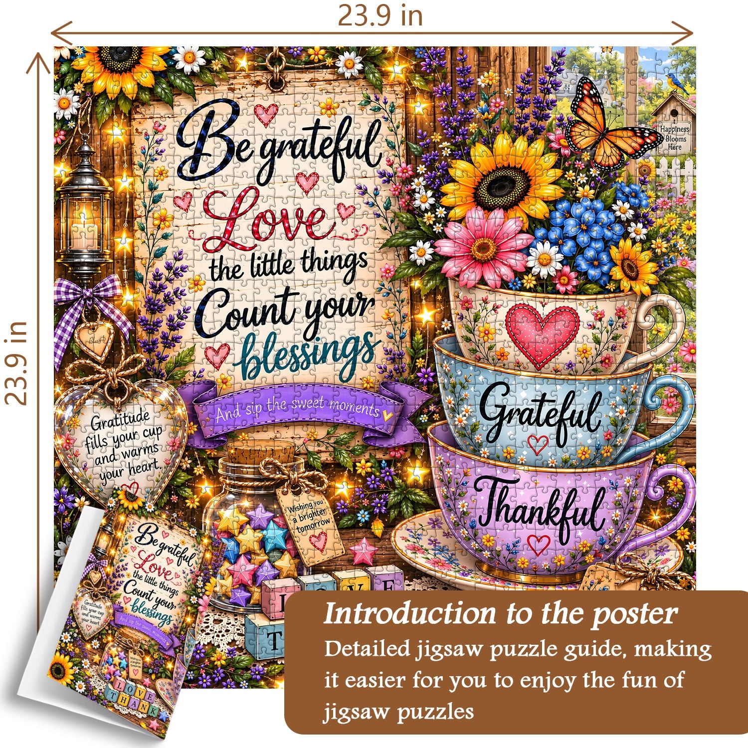 Grateful Floral Cup Jigsaw Puzzle 1000 Pieces