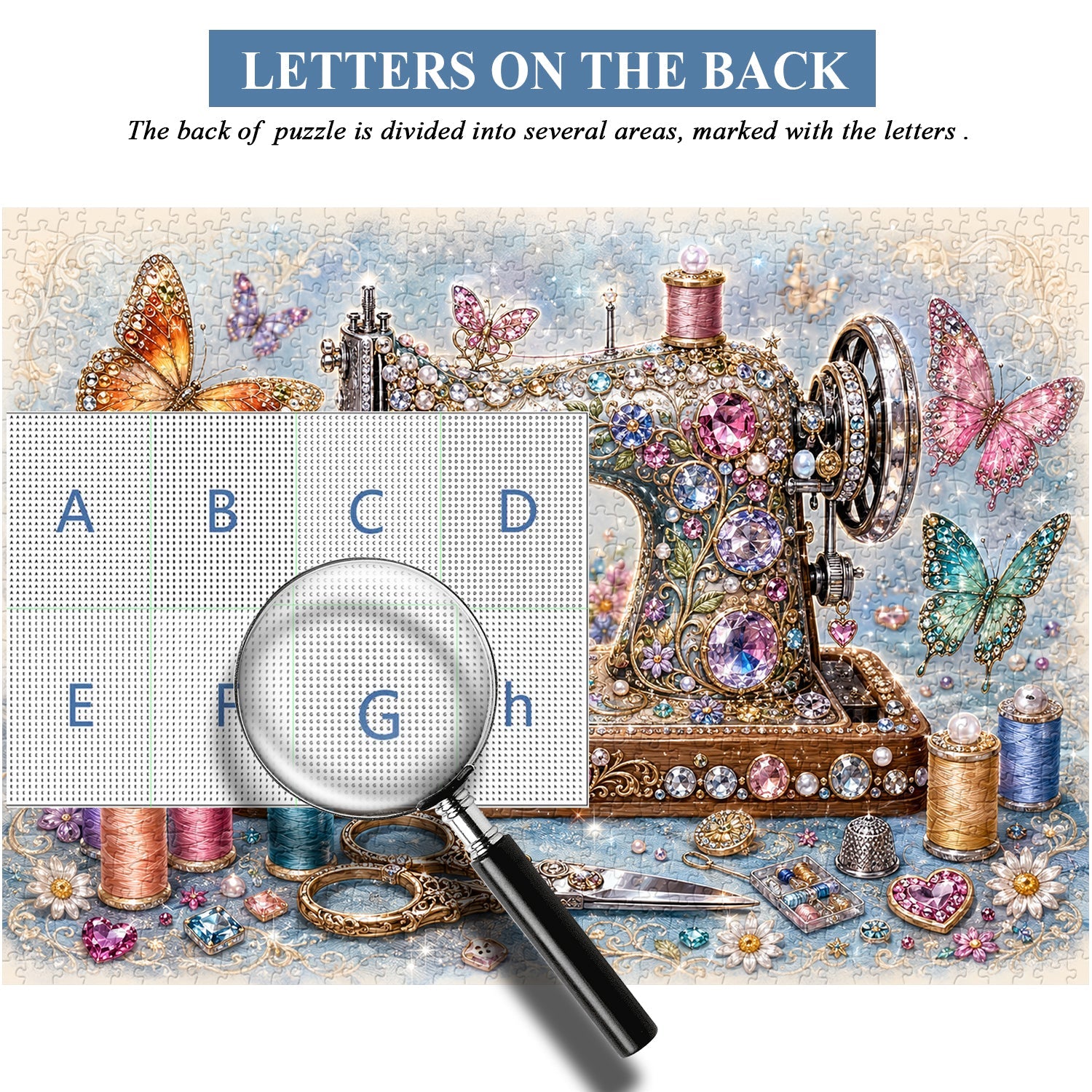 Jewel-Encrusted Sewing Reverie Jigsaw Puzzle 1000 Piece