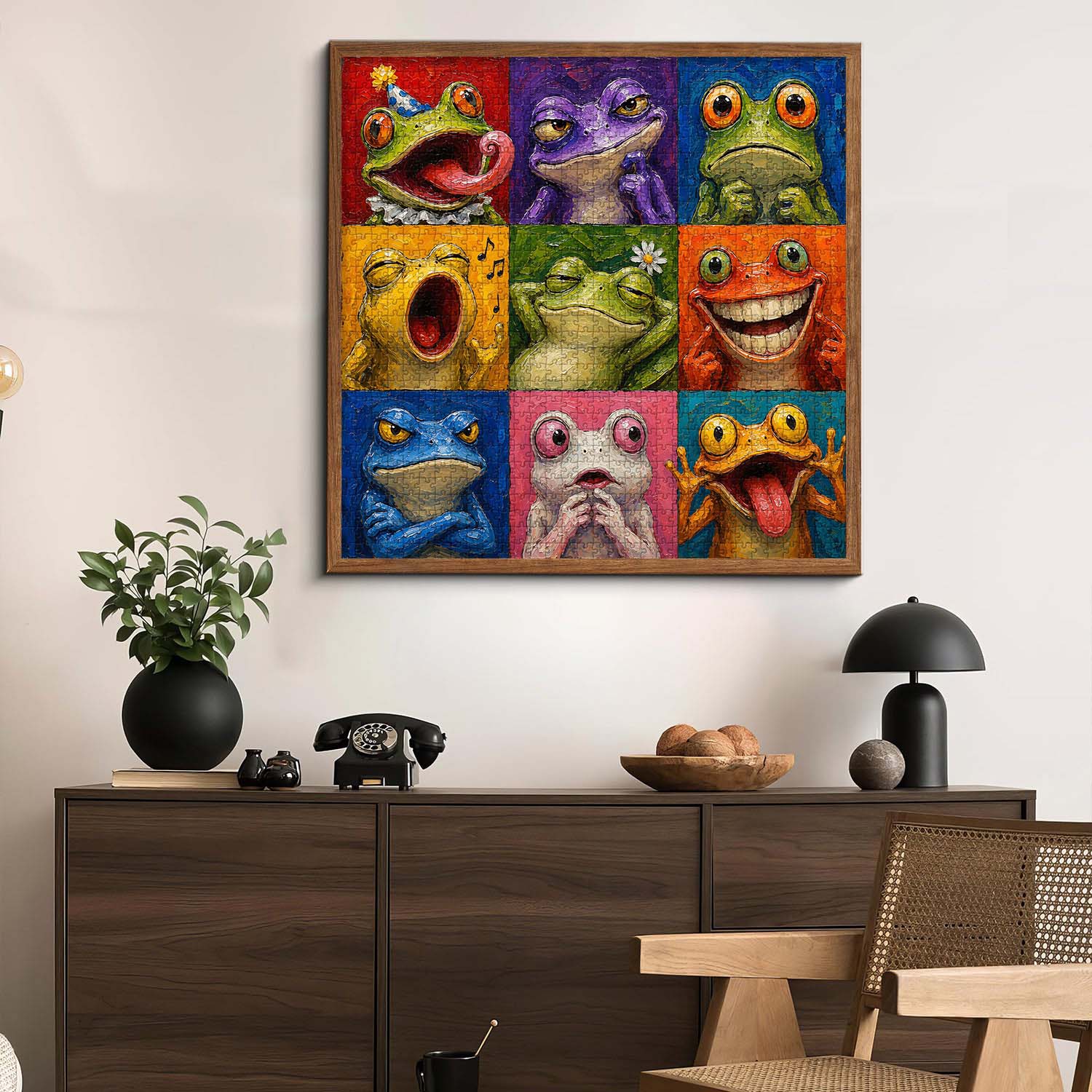 Colorful Frog Faces Jigsaw Puzzle 1000 Piece