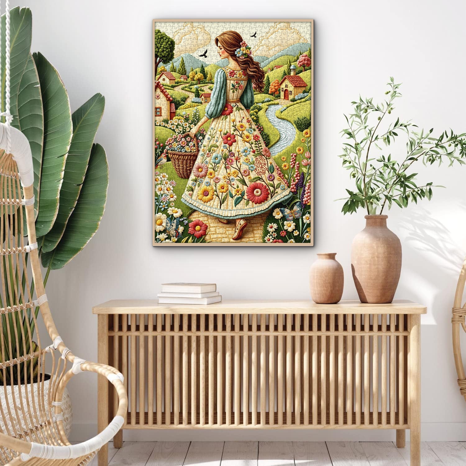 Floral Country Lady Jigsaw Puzzle 1000 Pieces