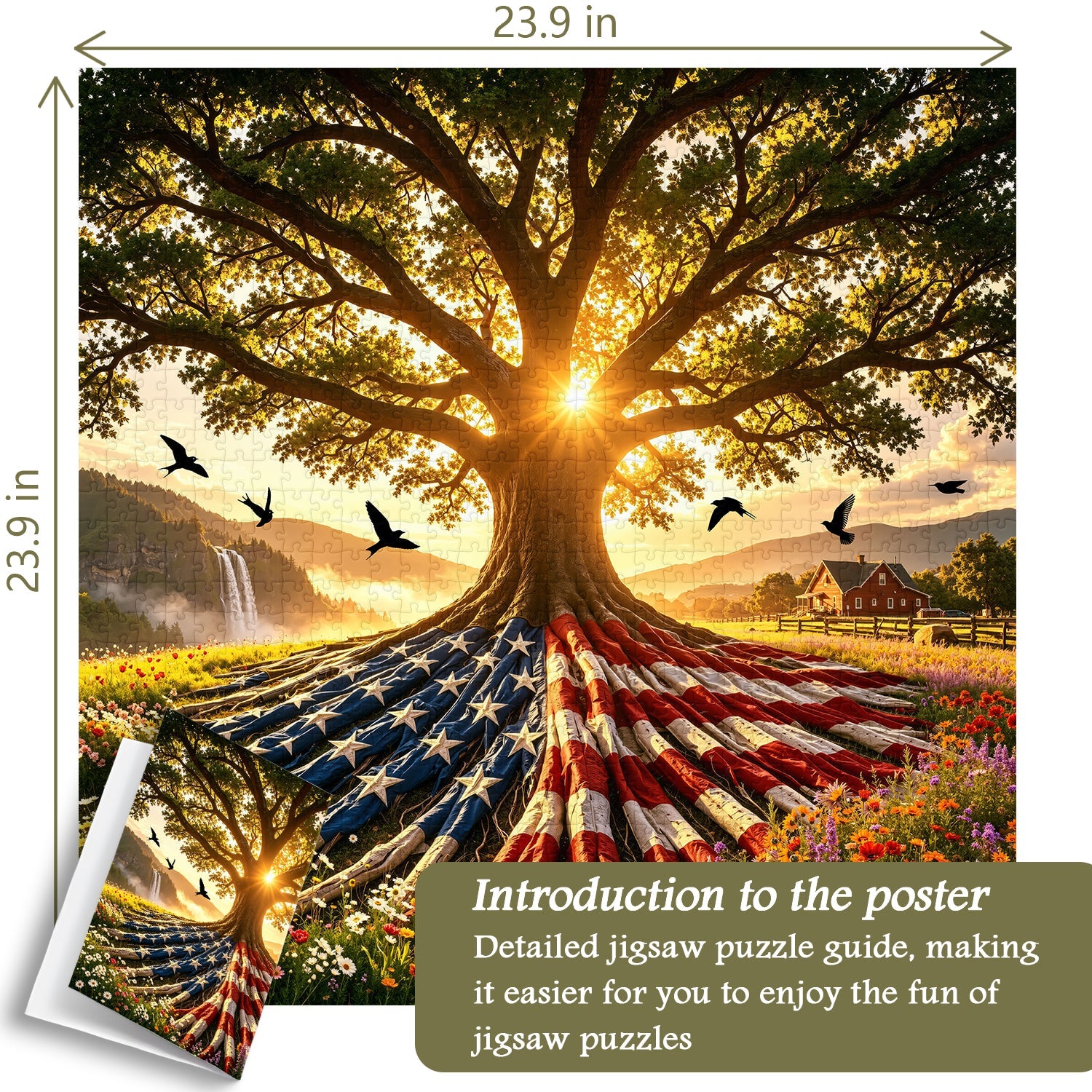Flag Roots Sunset Oak Jigsaw Puzzle 1000 Piece