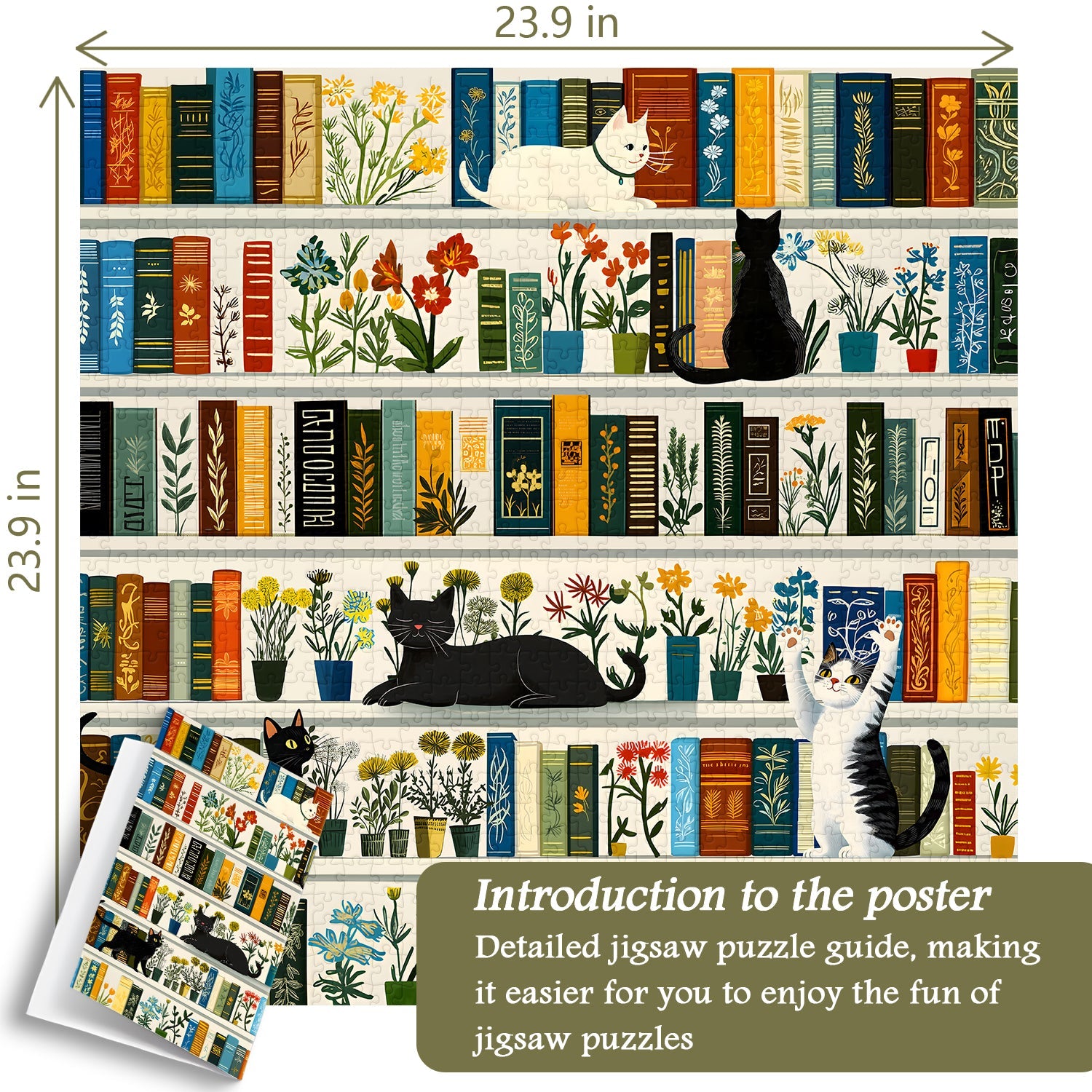 Bookshelf Cats Jigsaw Puzzle 1000 Pieces