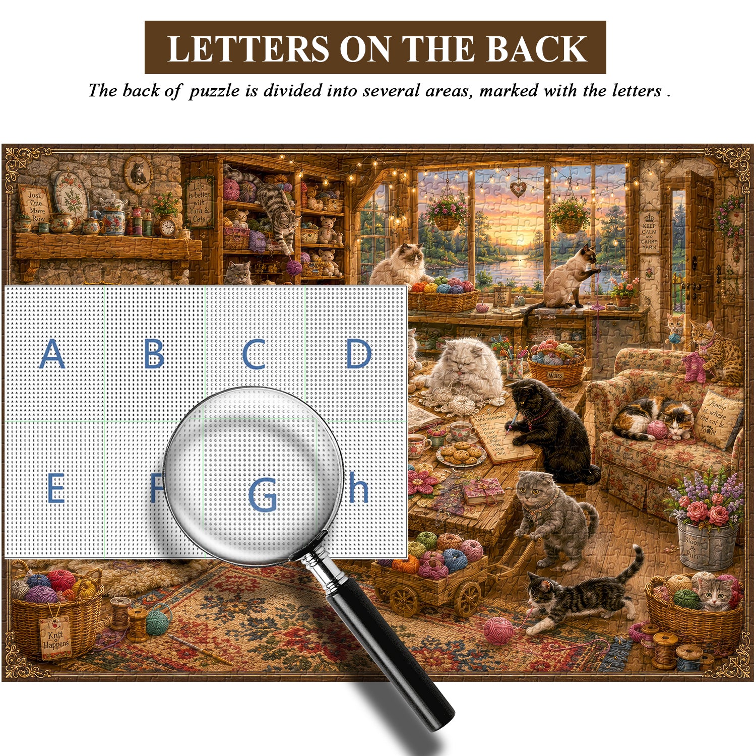 Cozy Knitting Cottage Cats Jigsaw Puzzle 1000 Piece