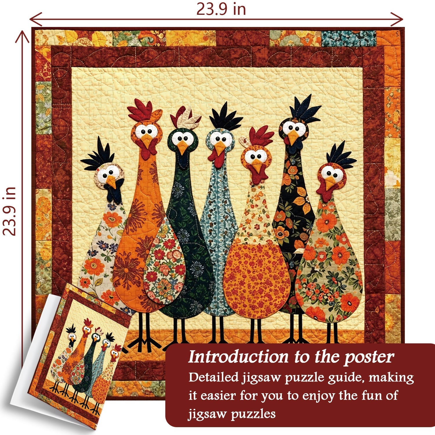 Puzzle de 1000 pièces Poules en tissu
