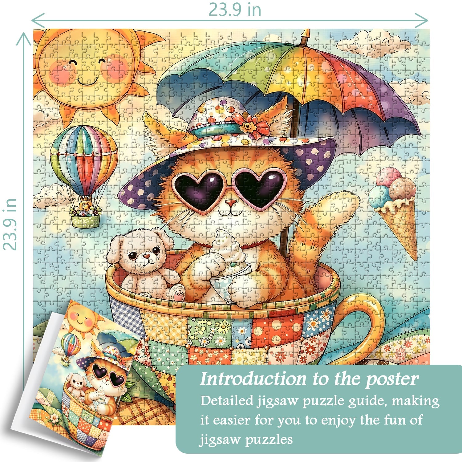Cute Cat in Teacup Jigsaw Puzzle 1000 Pieces