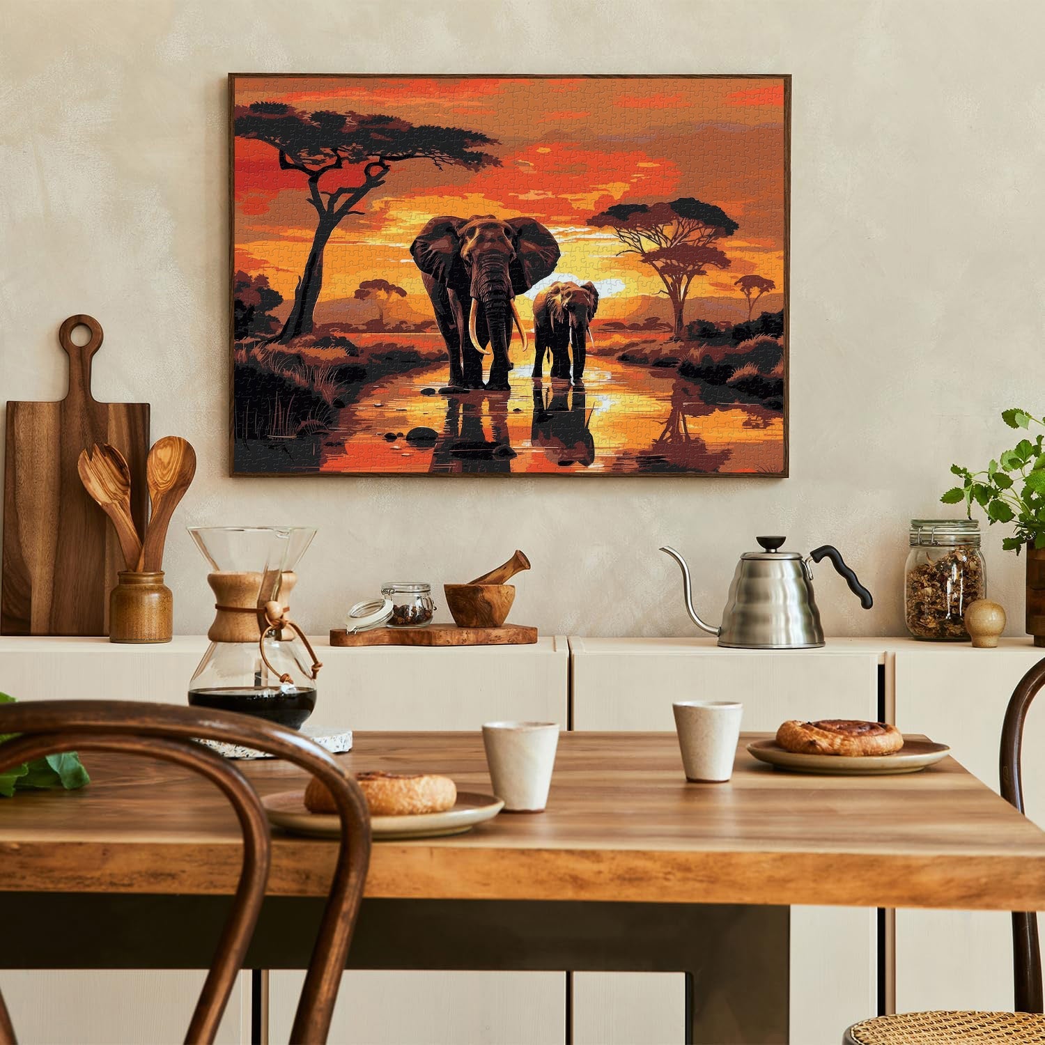 Sunset Elephant Jigsaw Puzzle 1000 Pieces