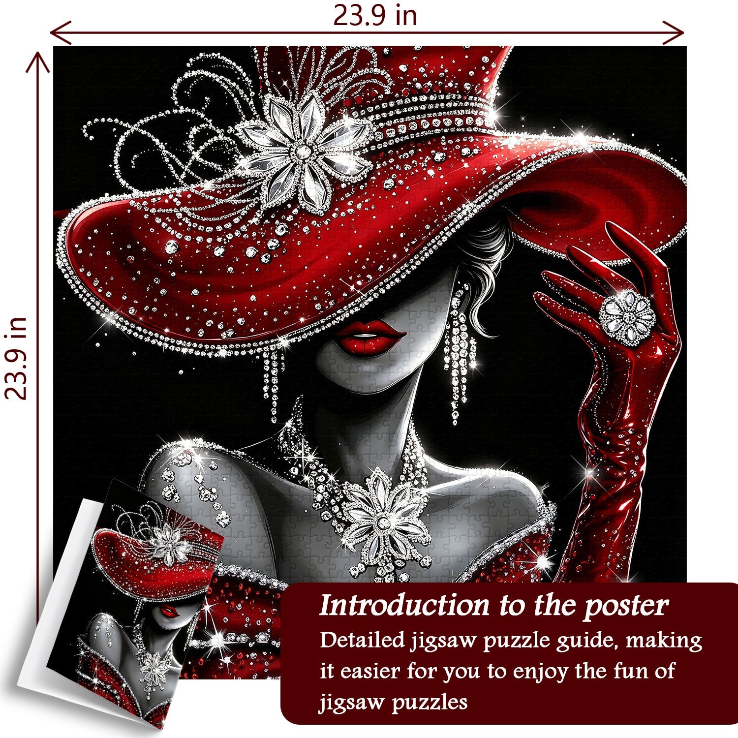 Lady in Red Diamonds Jigsaw Puzzle 1000 Pieces