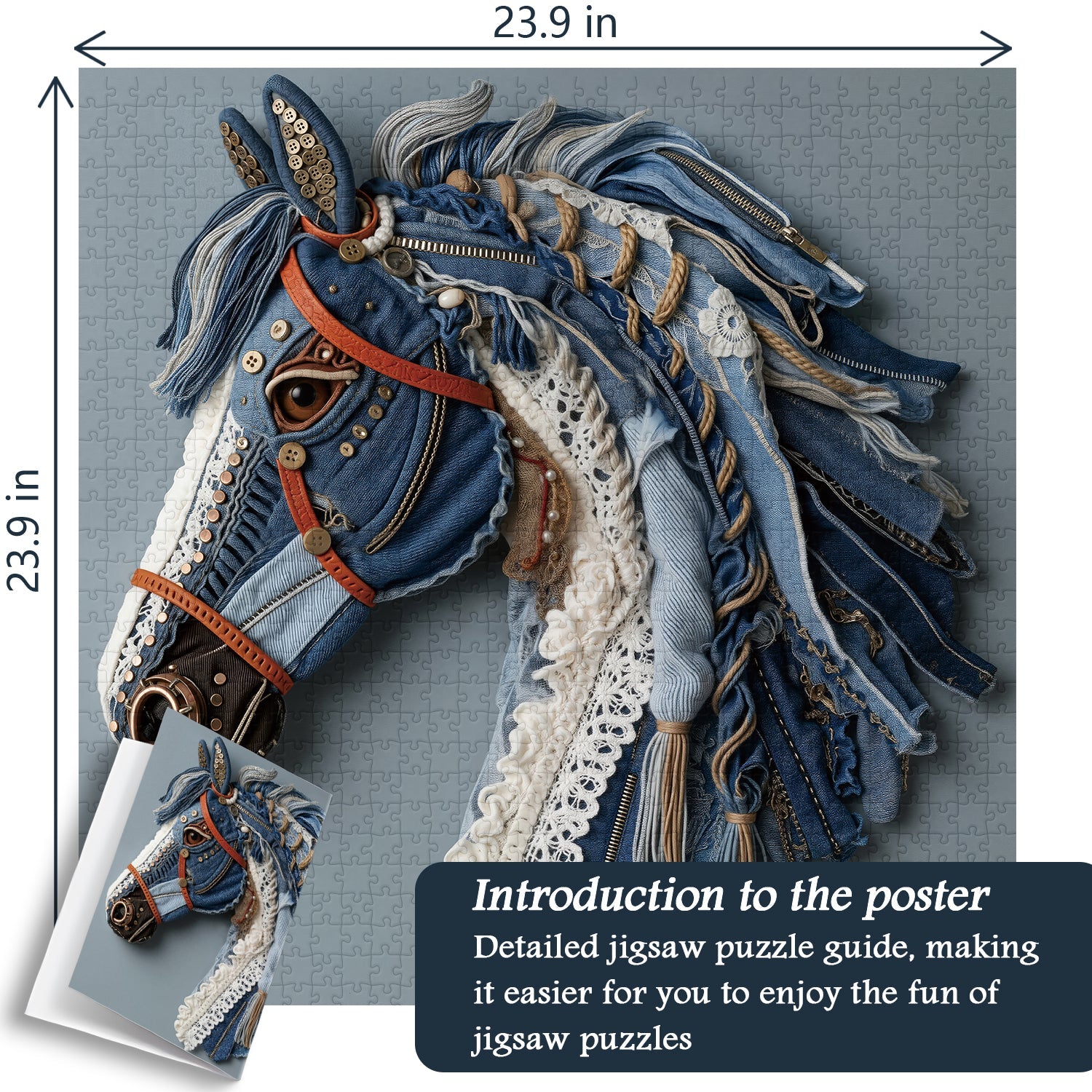 Puzzle Cheval en Denim 1000 Pièces