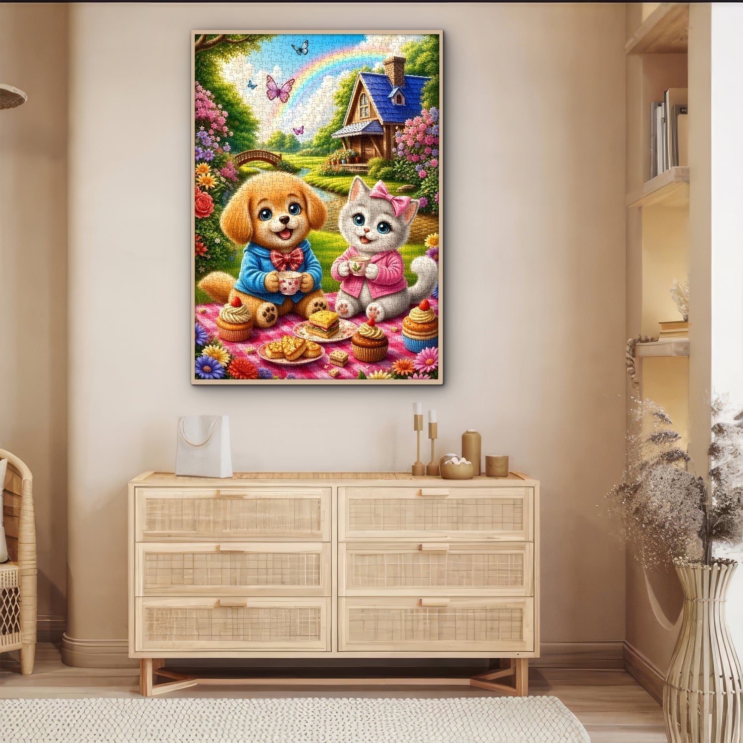 Cute pet picnic Jigsaw Puzzle 1000 Piece