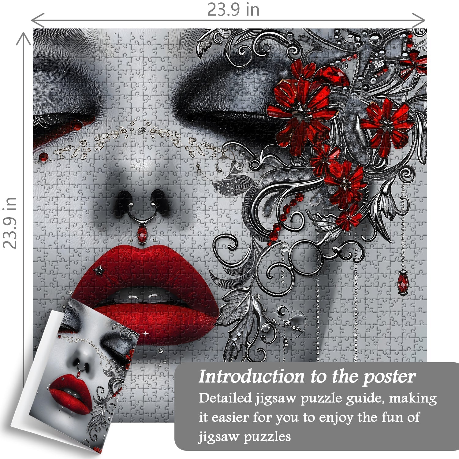 Crimson Lips Gem Grace Jigsaw Puzzle 1000 Pieces