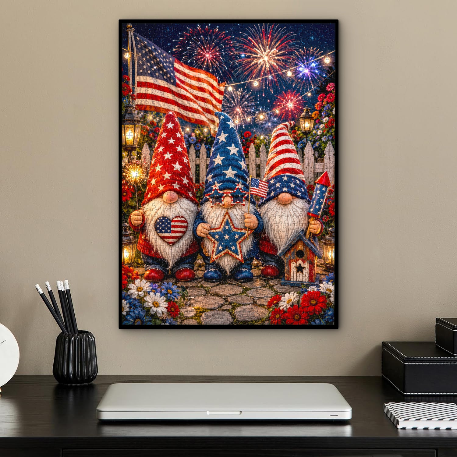 Firework Gnome Celebration Jigsaw Puzzle 1000 Piece