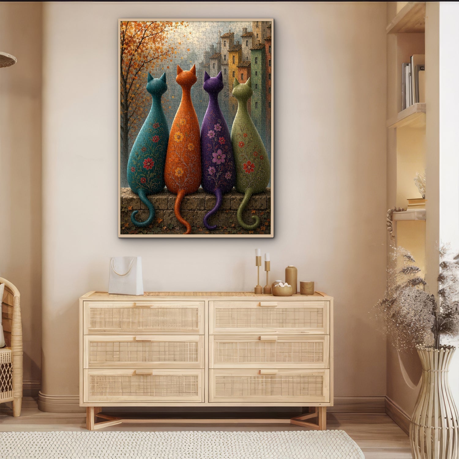 Autumn Cat Quartet Jigsaw Puzzle 1000 Piece