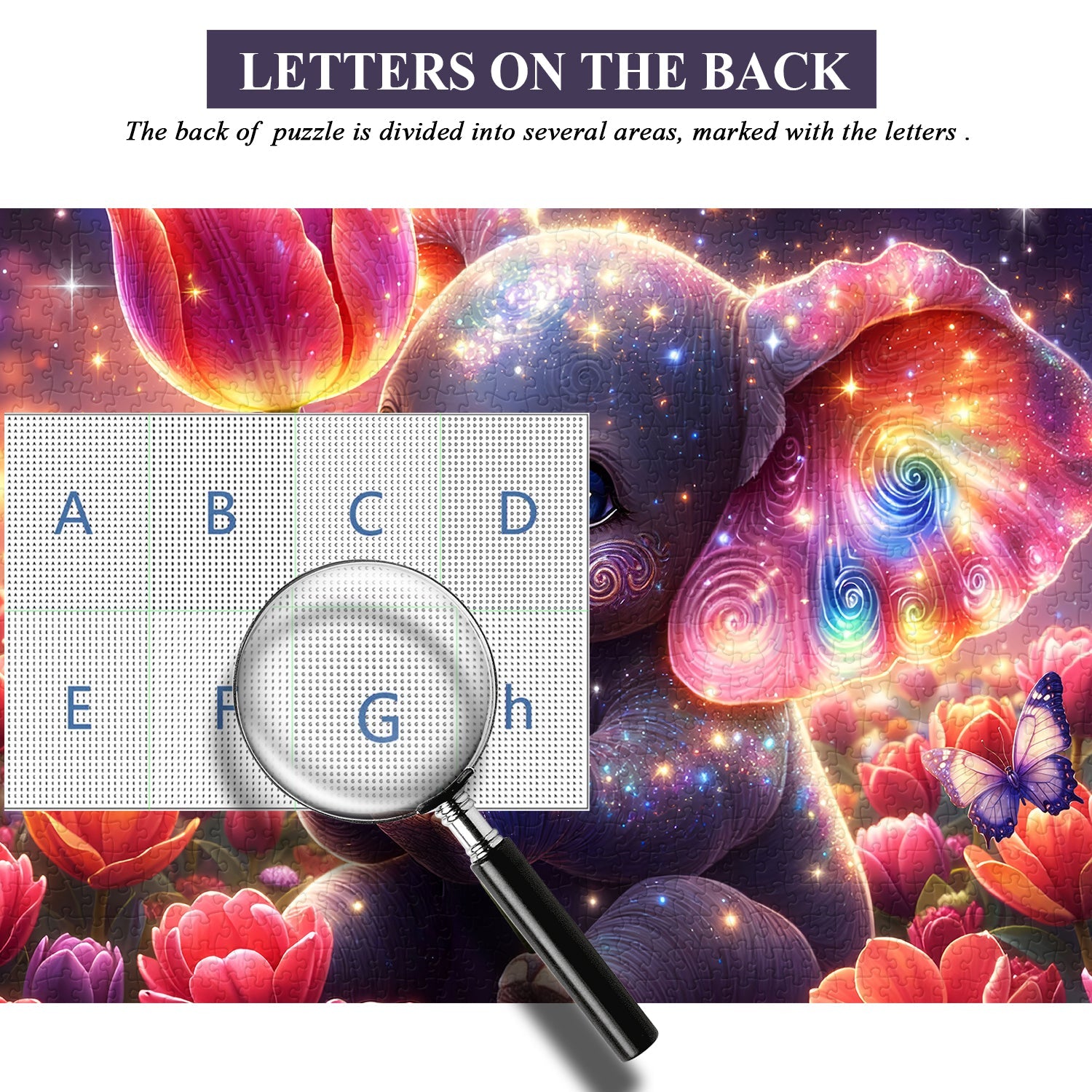 Puzzle Éléphant Tulipe Étoilée 1000 Pièces