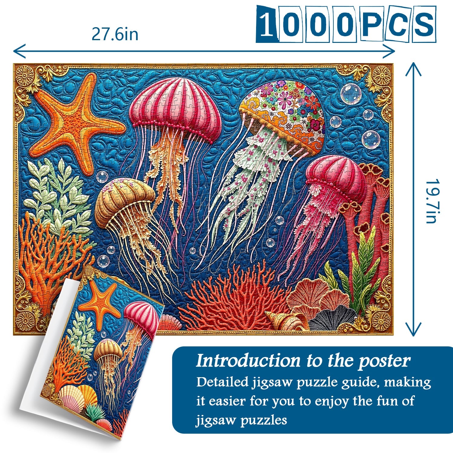 Quilted Jellyfish Dance Jigsaw Puzzle 1000 Pieces