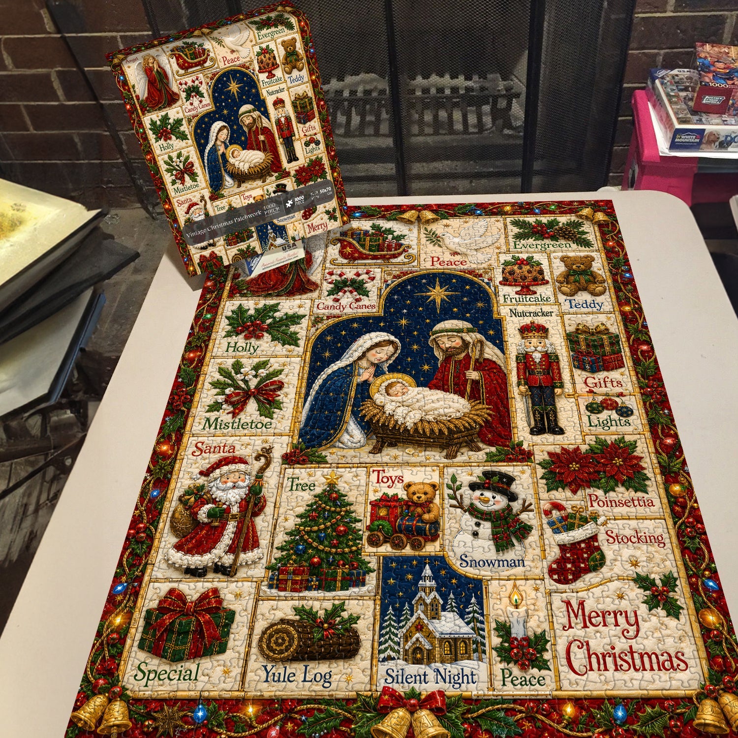 Vintage Christmas Patchwork Jigsaw Puzzle 1000 Pieces