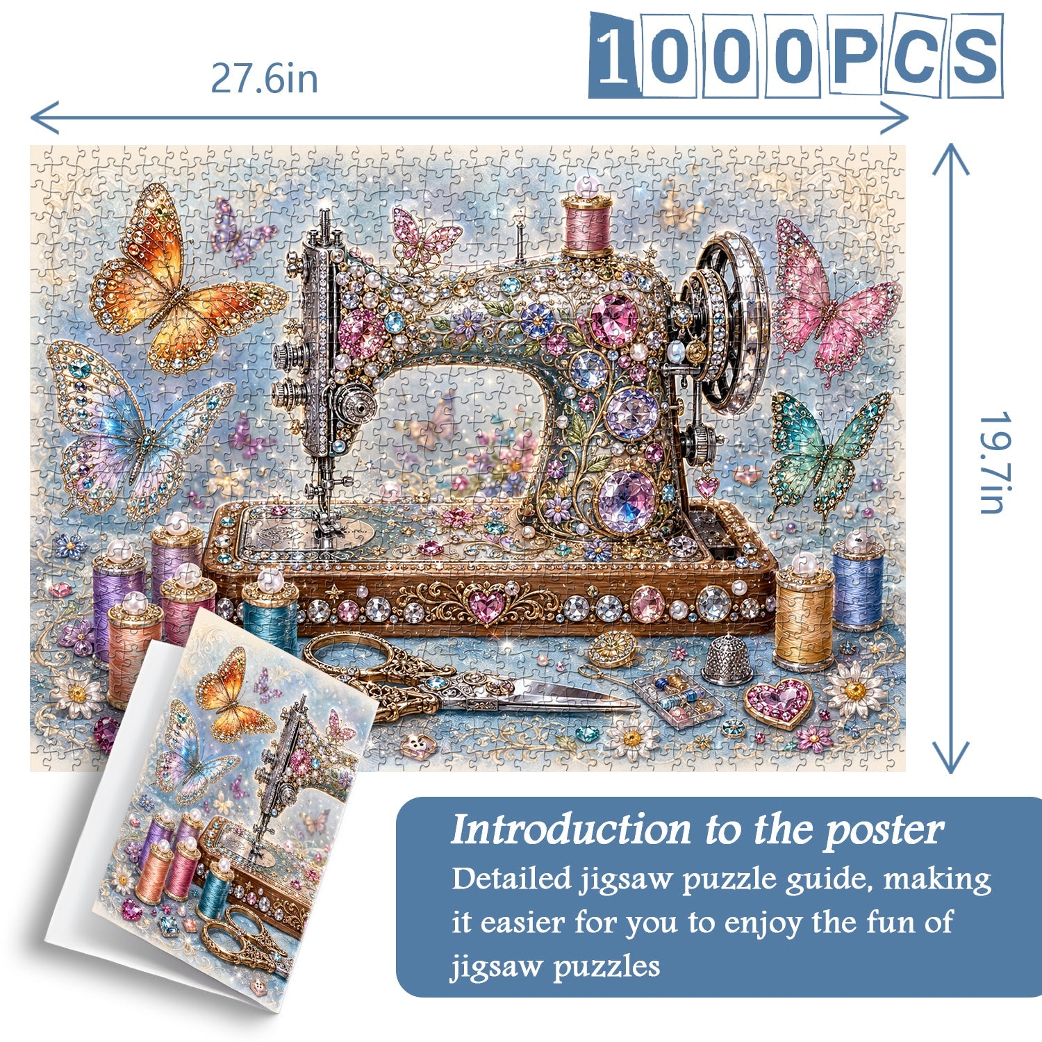 Jewel-Encrusted Sewing Reverie Jigsaw Puzzle 1000 Piece