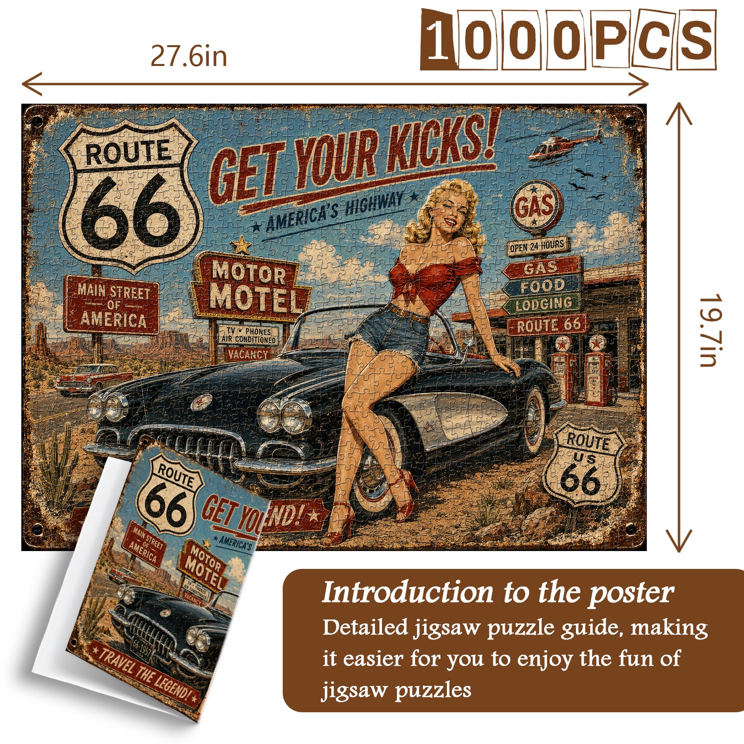 Route 66 Pin-Up Girl Jigsaw Puzzle 1000 Pieces