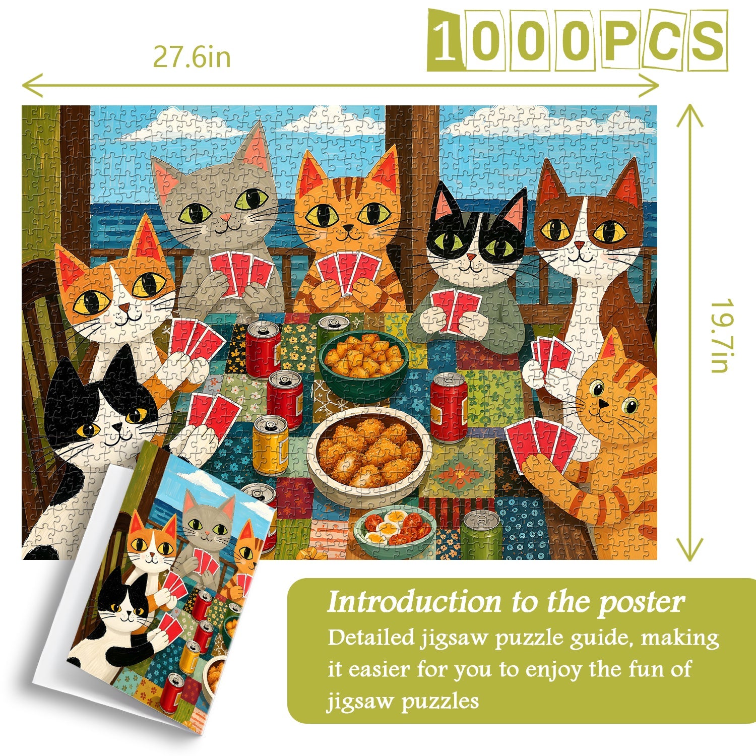Cat Card Party Jigsaw Puzzle 1000 Piece