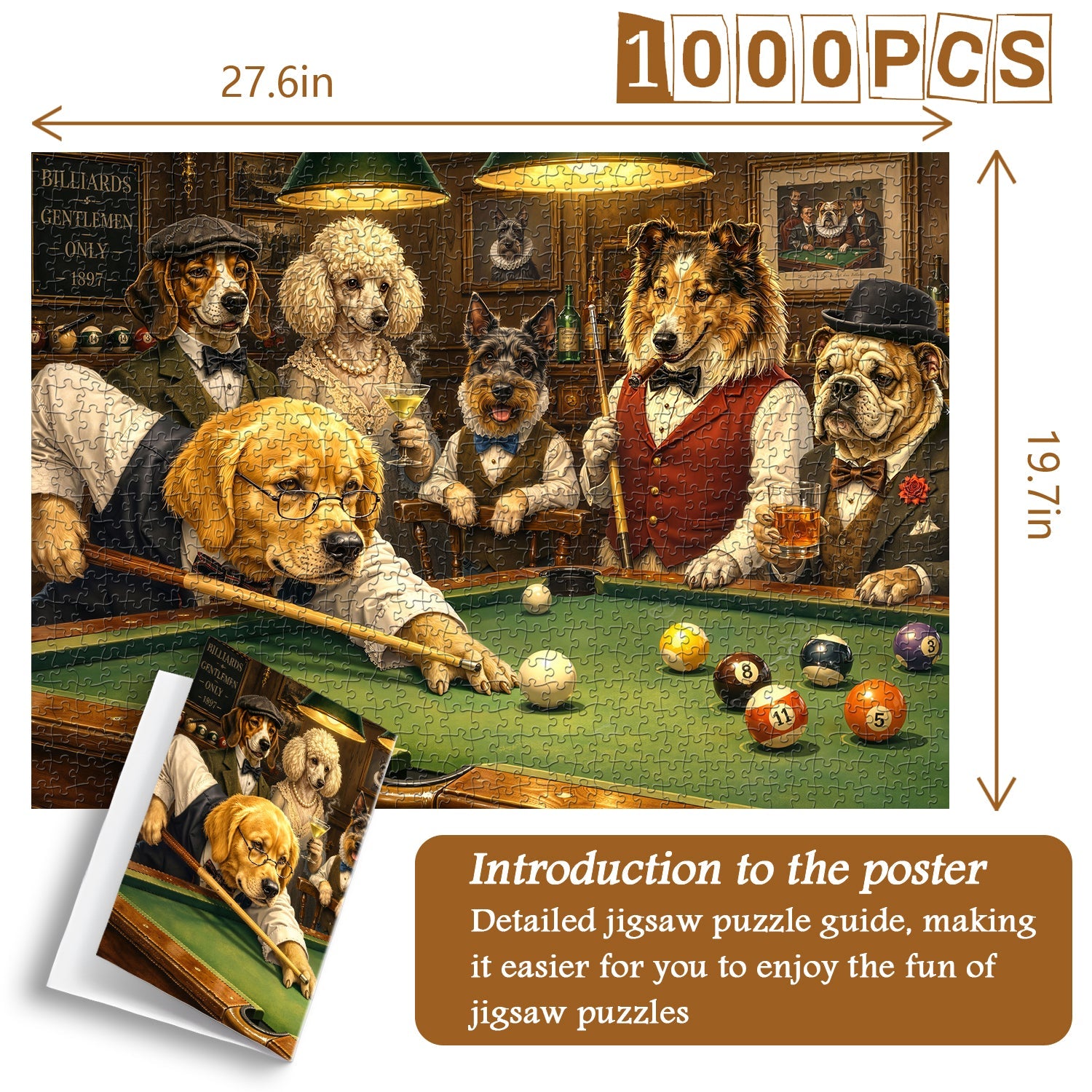 Retro Billiards Dog Jigsaw Puzzle 1000 Piece