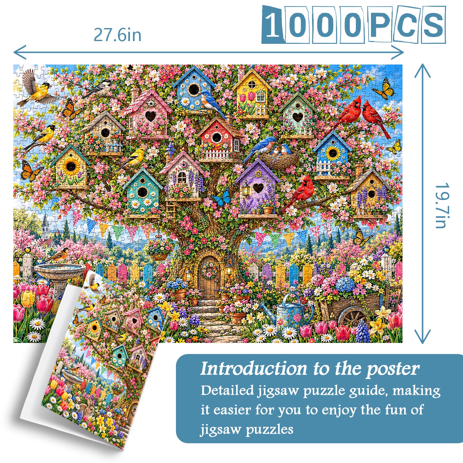 The Enchanted Birdhouse Garden Jigsaw Puzzle 1000 Piece