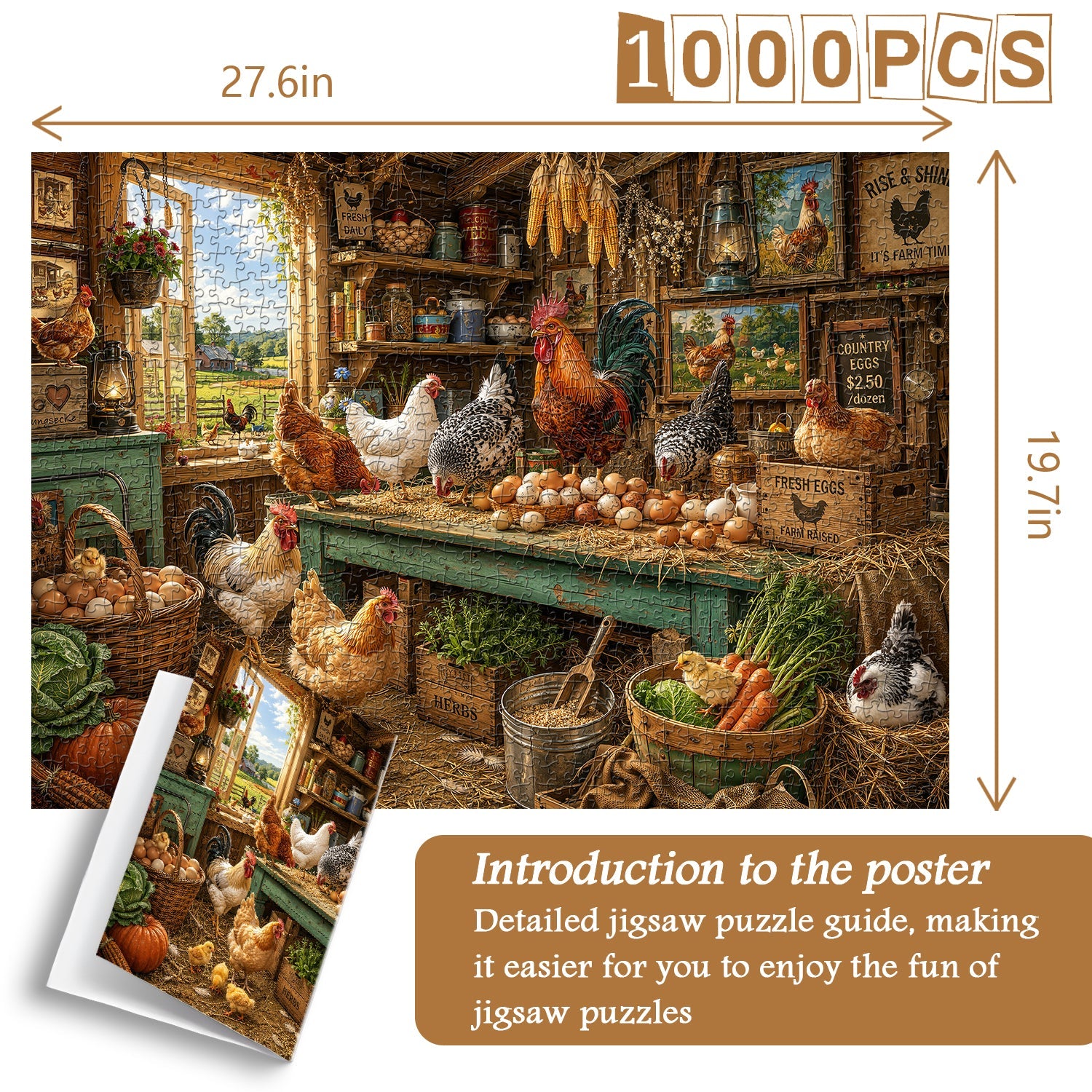 Country Rooster Crow Hut Jigsaw Puzzle 1000 Pieces