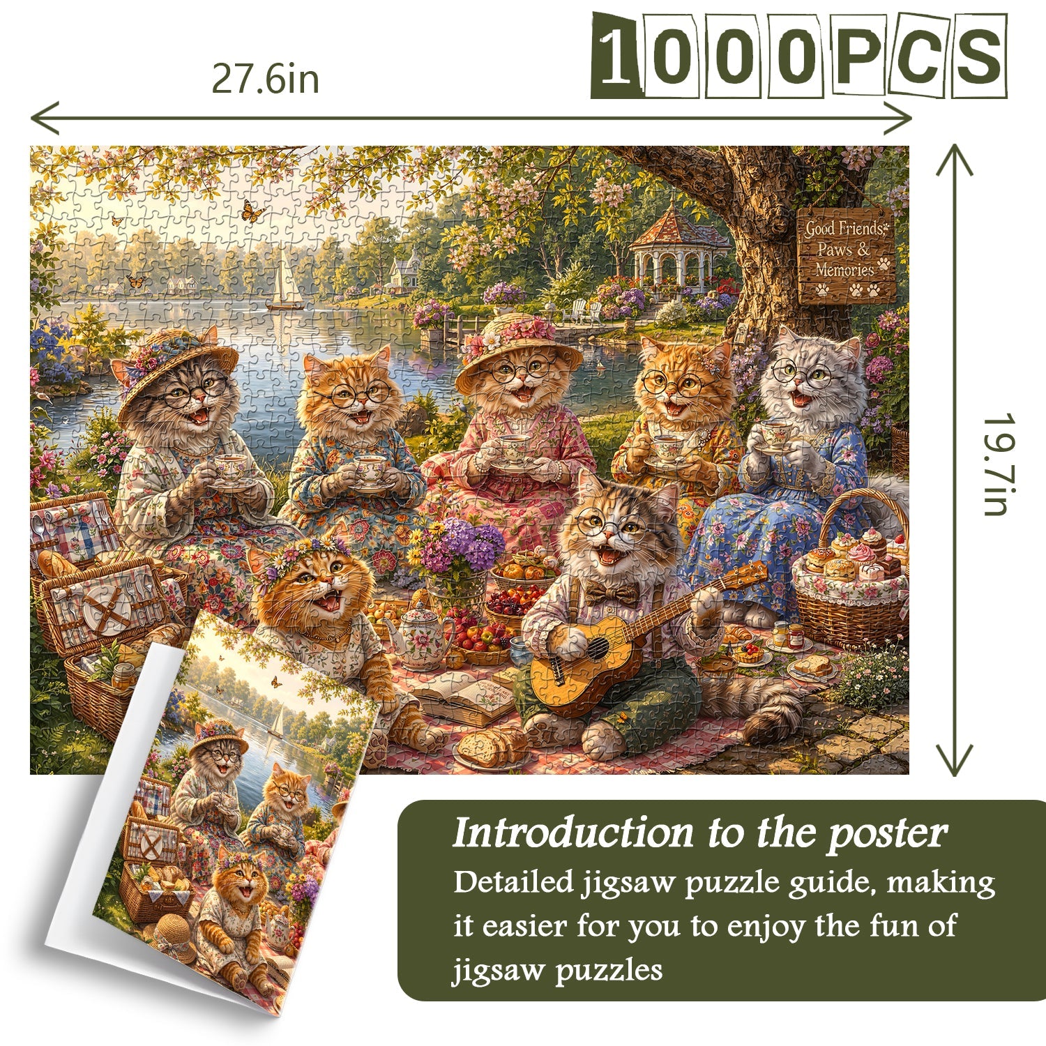 Lakeside Cat Tea Jigsaw Puzzle 1000 Piece