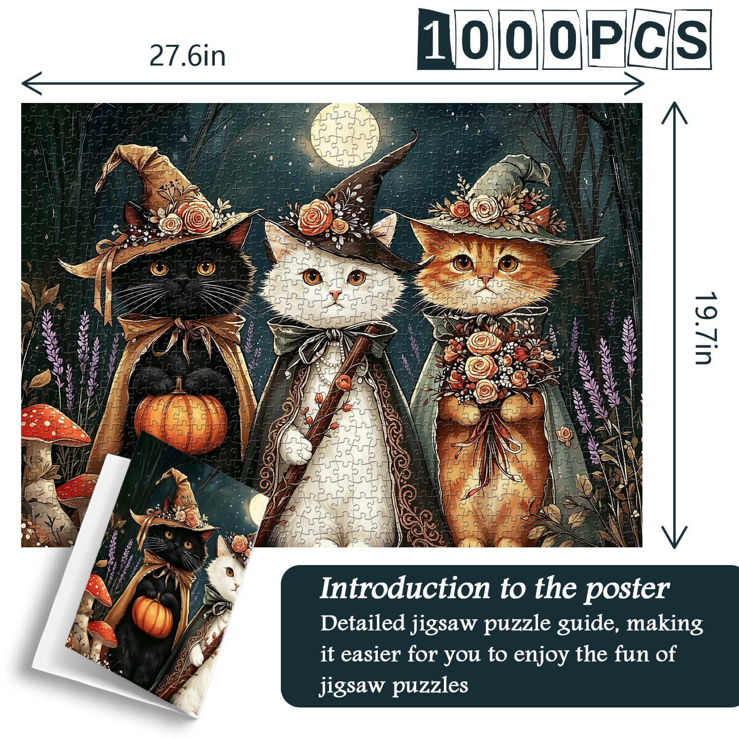 Moon Cat Witches  Jigsaw Puzzle 1000 Piece