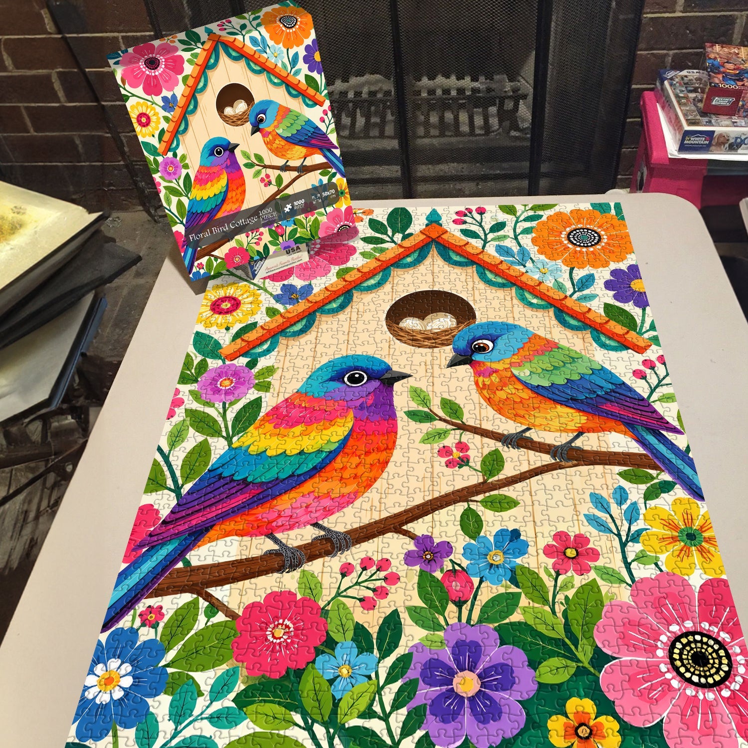 Floral Bird Cottage Jigsaw Puzzle 1000 Piece