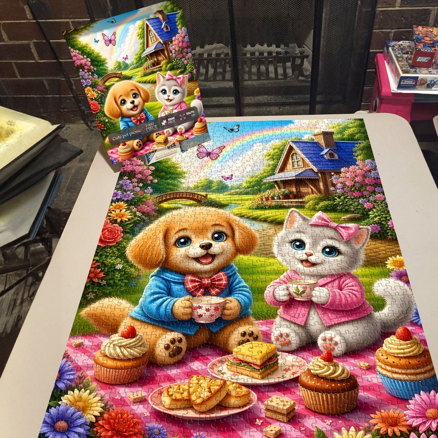 Cute pet picnic Jigsaw Puzzle 1000 Piece