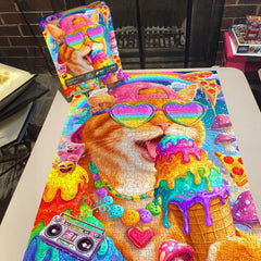 Rainbow Cool Cat Party Jigsaw Puzzle 1000 Pieces