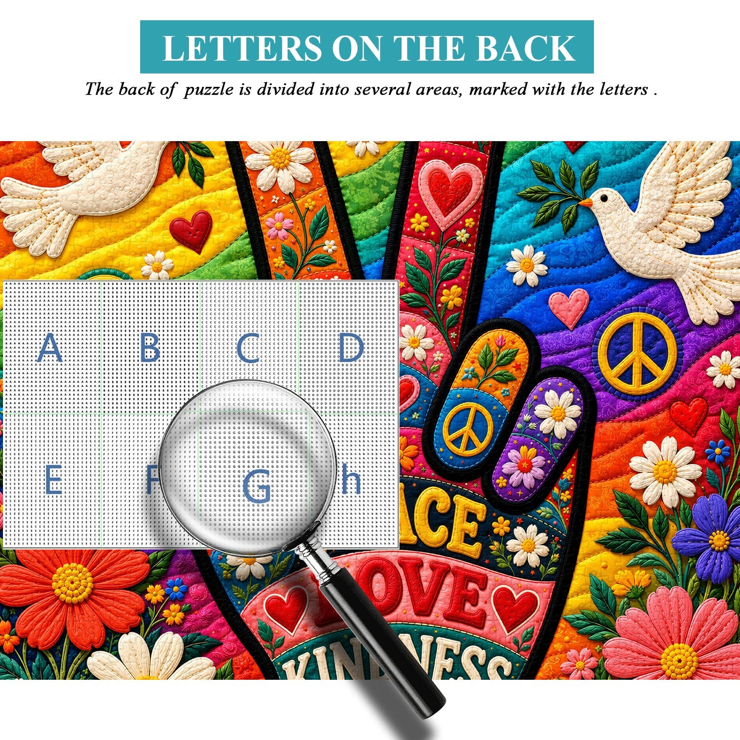 Peace, Love & Flowers Jigsaw Puzzle 1000 Pieces