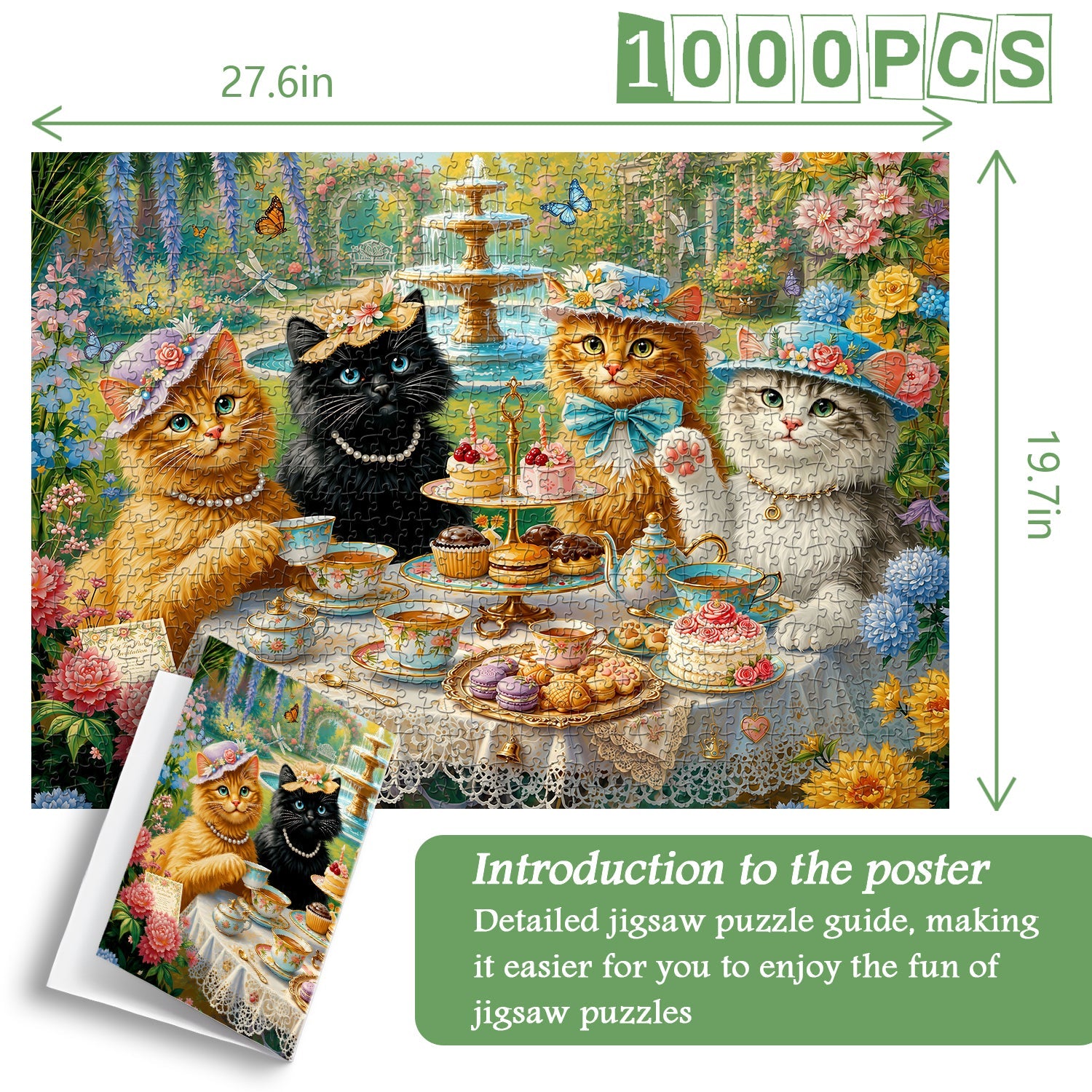 Cat Garden Tea Party Jigsaw Puzzle 1000 Pieces