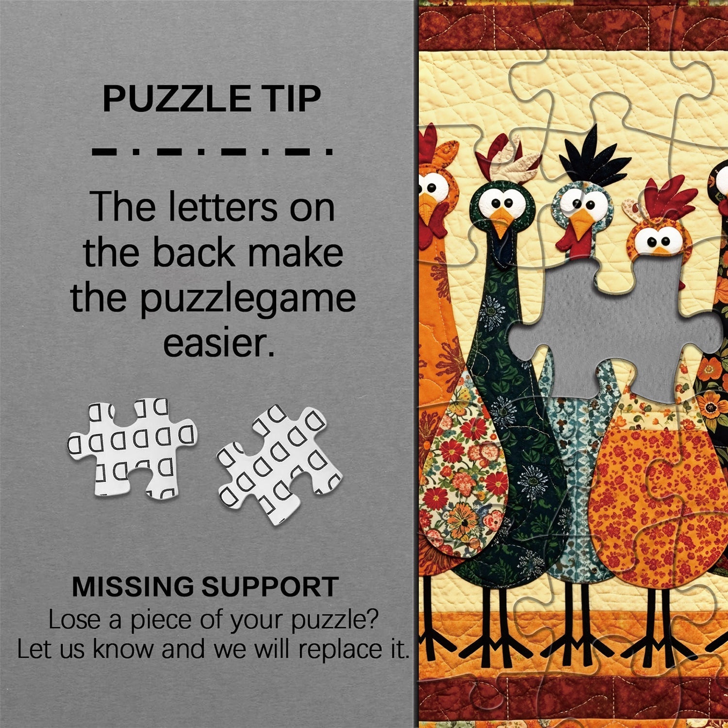 Puzzle de 1000 pièces Poules en tissu