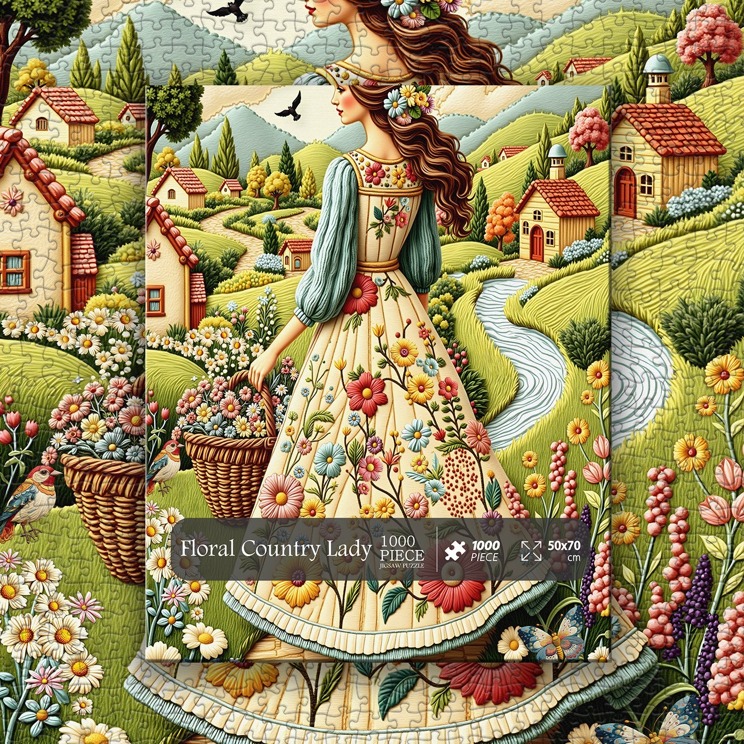 Floral Country Lady Jigsaw Puzzle 1000 Pieces