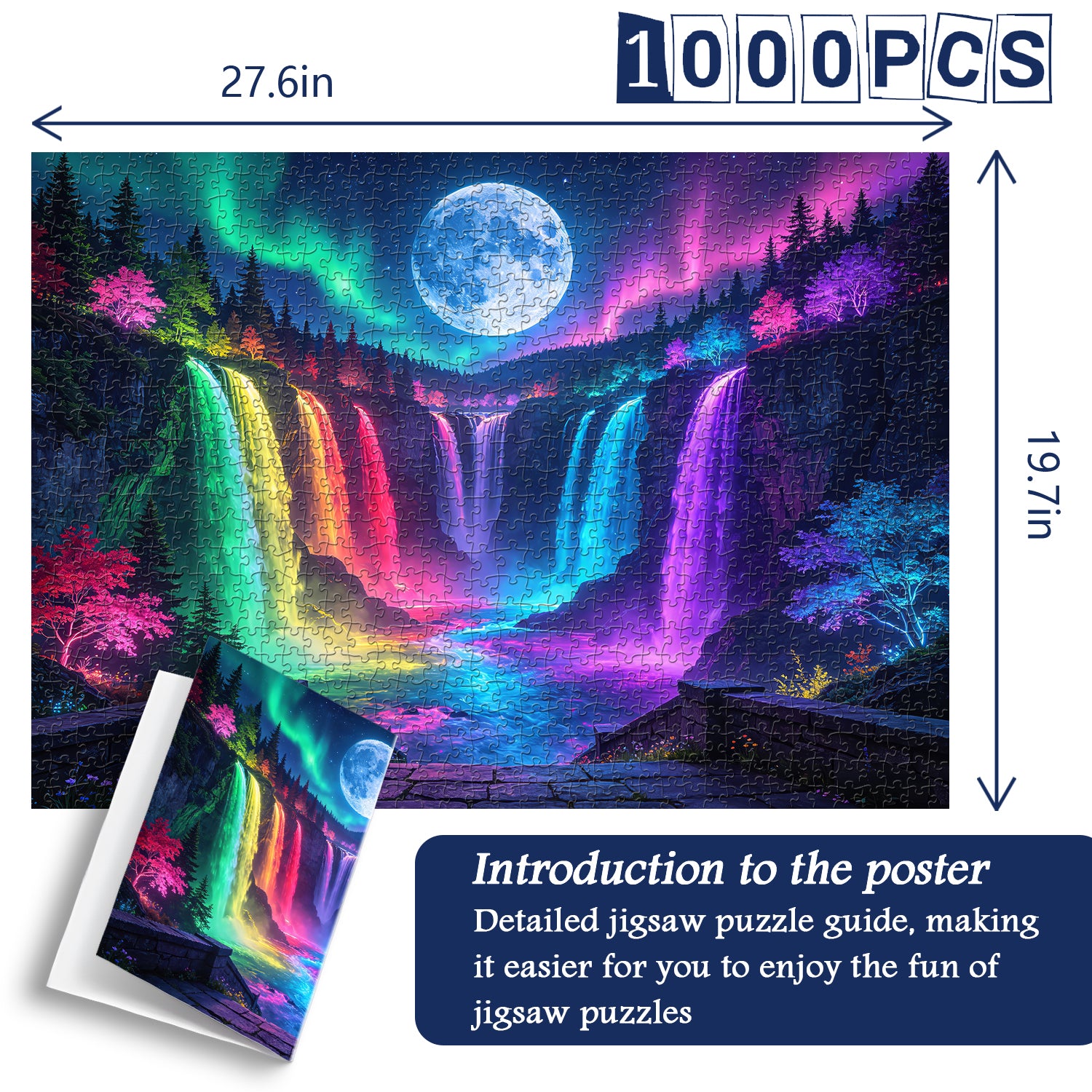 Moonlit Rainbow Falls Jigsaw Puzzle 1000 Pieces