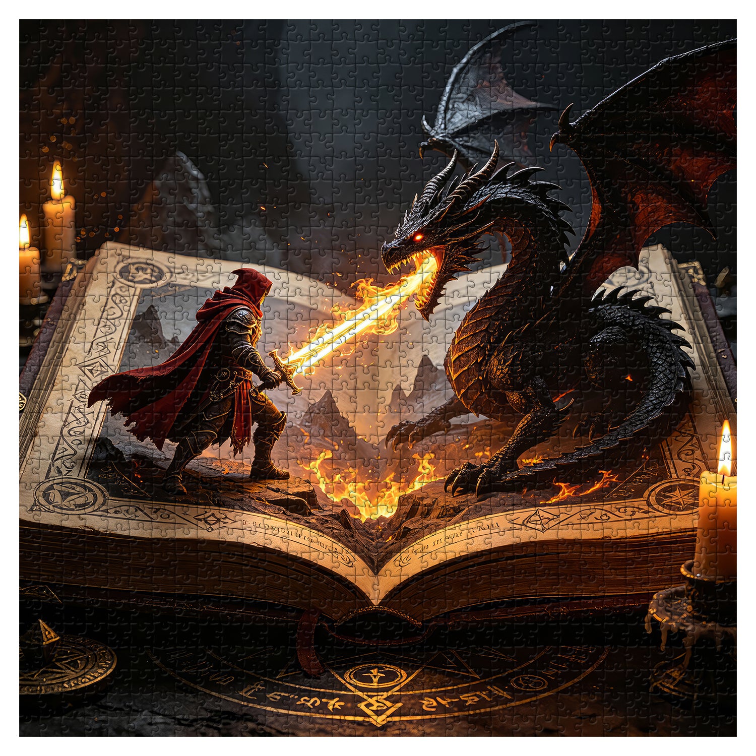 Puzzle de 1000 pièces Dragon & Guerrier