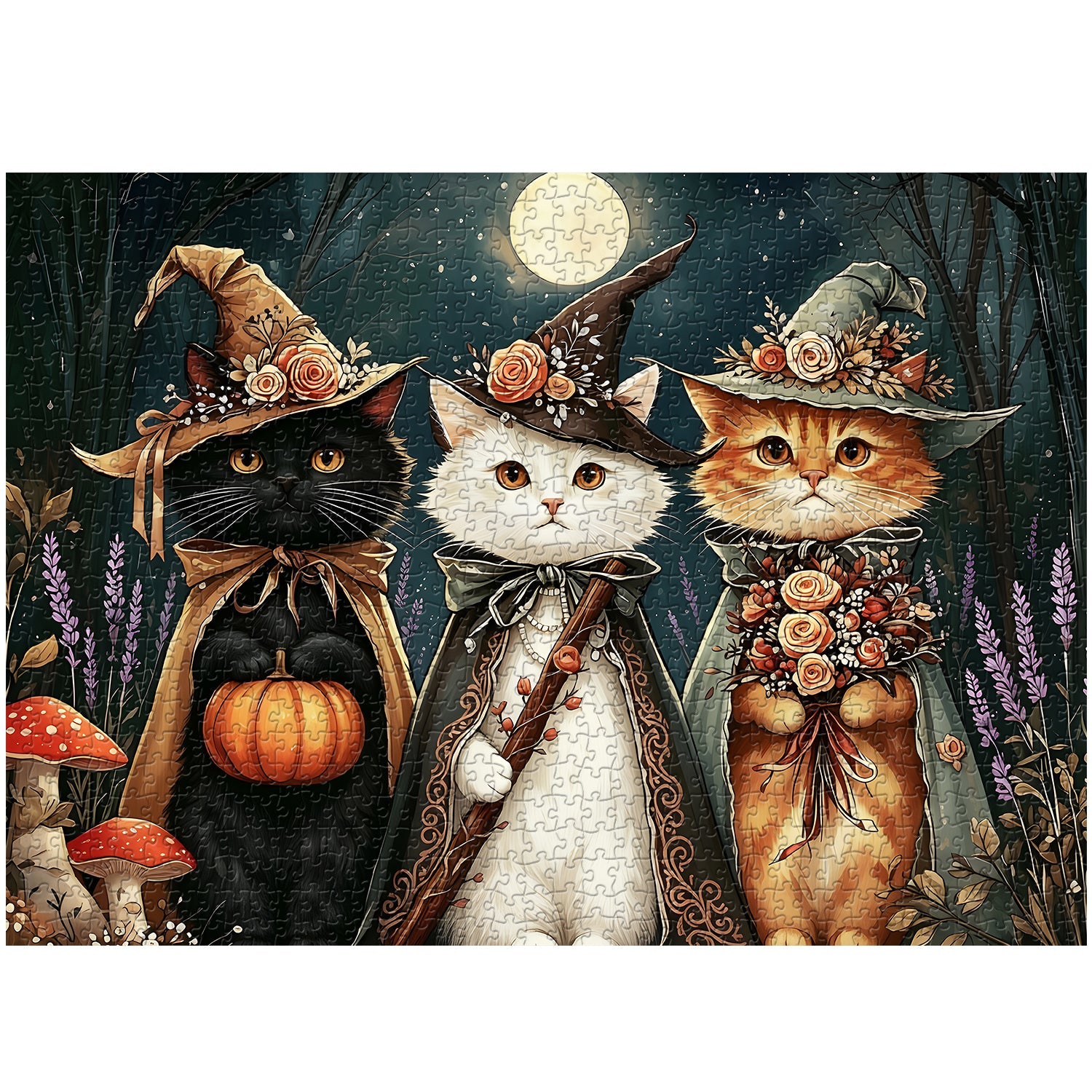 Moon Cat Witches  Jigsaw Puzzle 1000 Piece