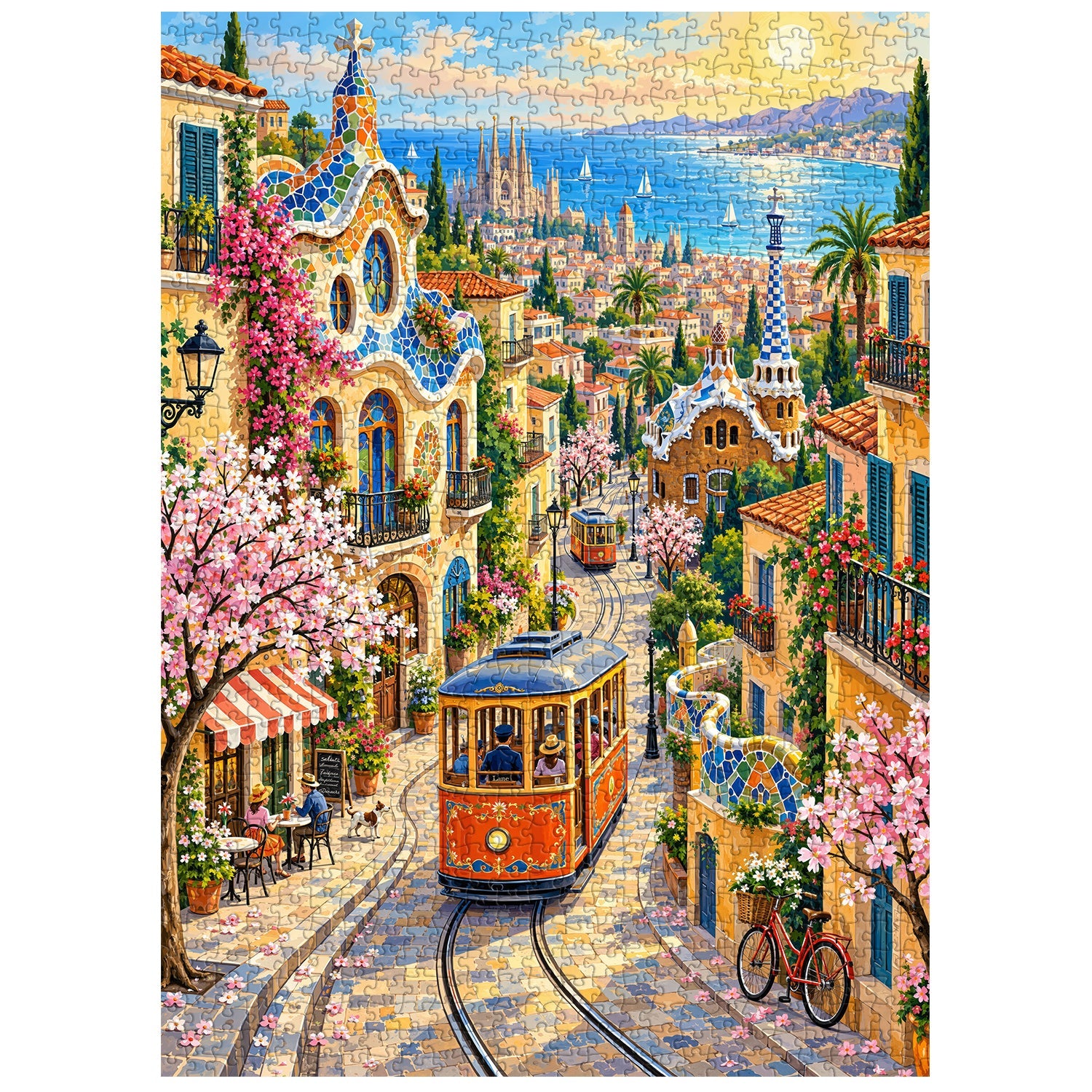 Barcelona Spring Tram Jigsaw Puzzle 1000 Pieces