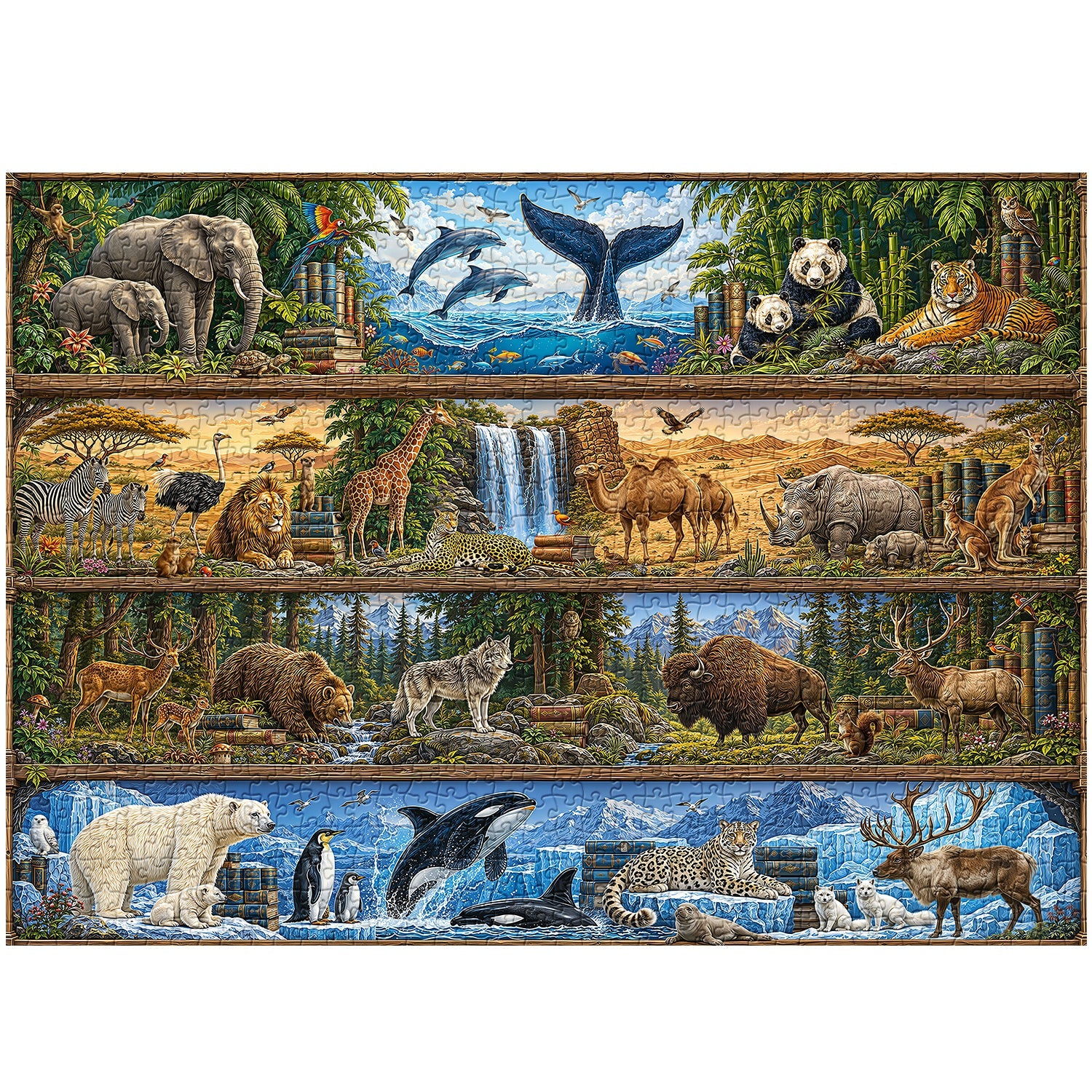 Wildlife Bookshelf Jigsaw Puzzle 1000 Pieces