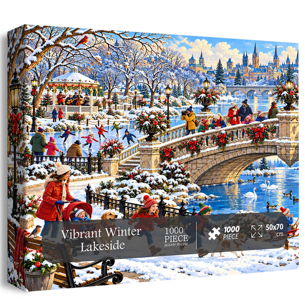 Vibrant Winter Lakeside Jigsaw Puzzle 1000 Pieces