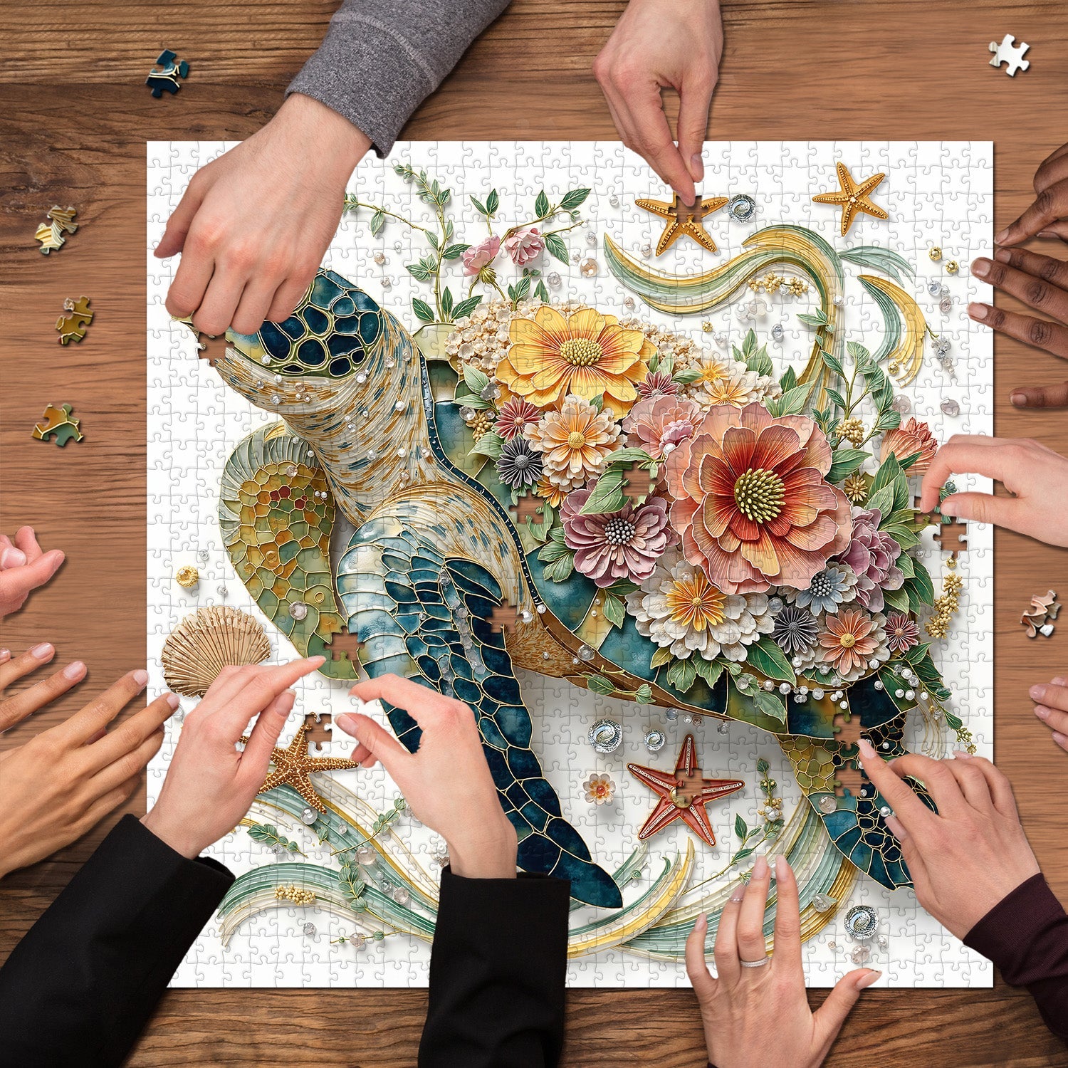 Blooming Turtle Jigsaw Puzzle 1000 Pieces