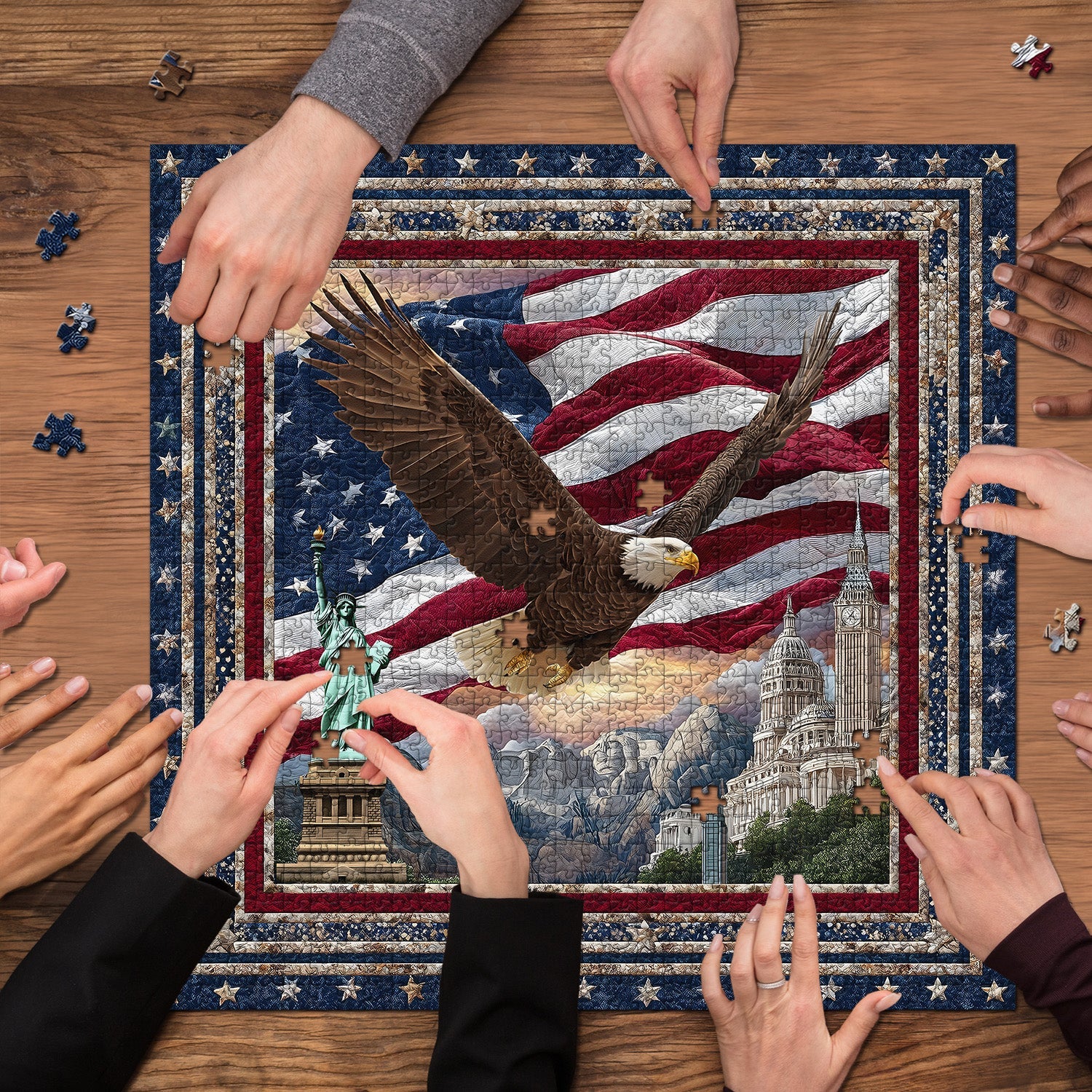 Puzzle de 1000 pièces : Aigle au-dessus de la Statue de la Liberté