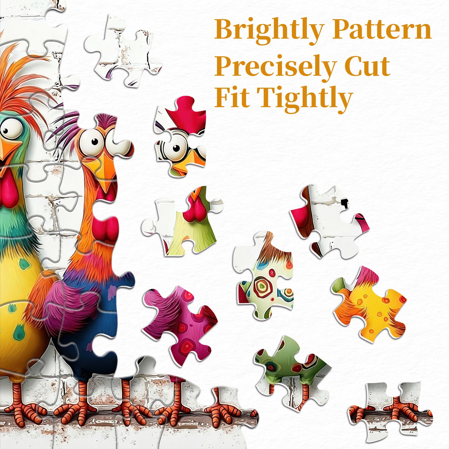 Crazy Colorful Chickens Jigsaw Puzzle 1000 Pieces