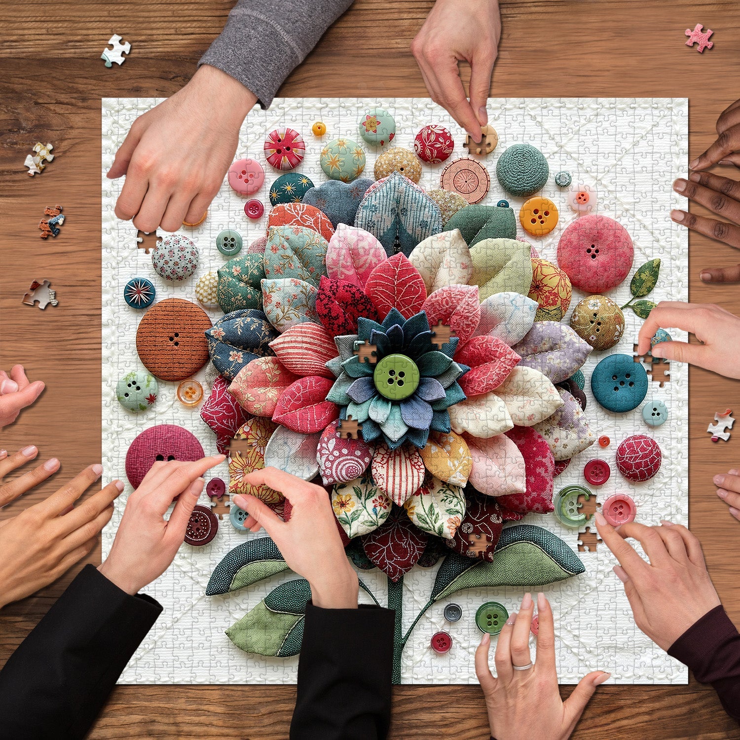 Quilted Flower Buttons Jigsaw Puzzle 1000 Pieces