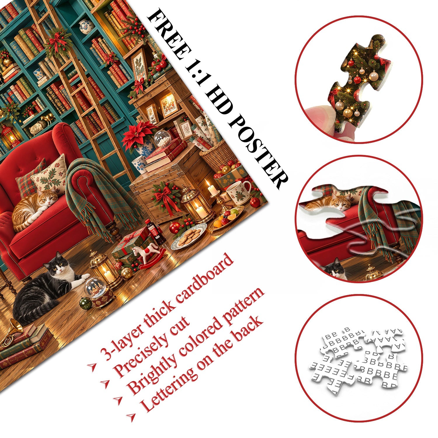 Christmas Library Jigsaw Puzzle 1000 Piece