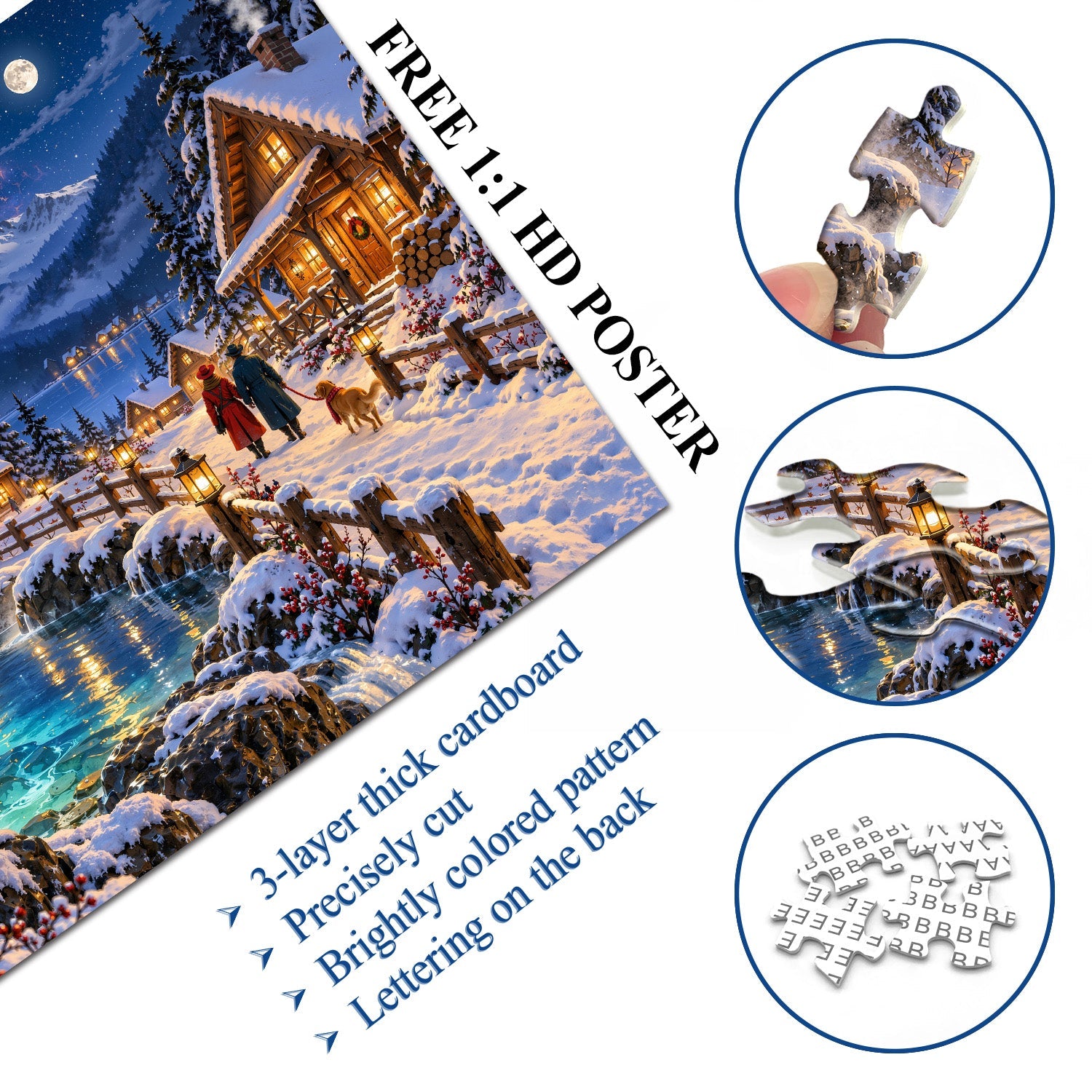 Winter Hot Spring Village Jigsaw Puzzle 1000 Pieces
