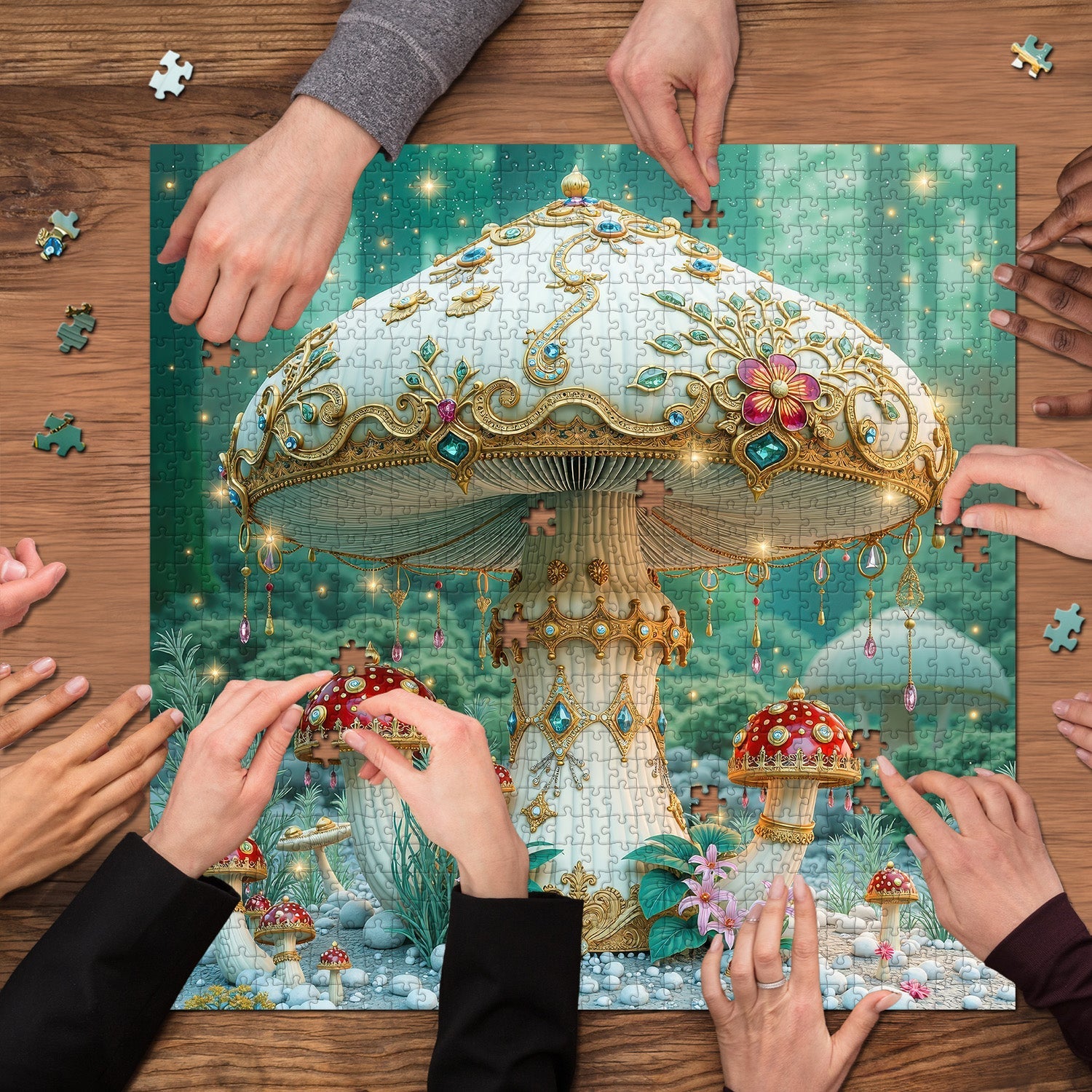Gilded Mushroom Wonderland Jigsaw Puzzle 1000 Pieces