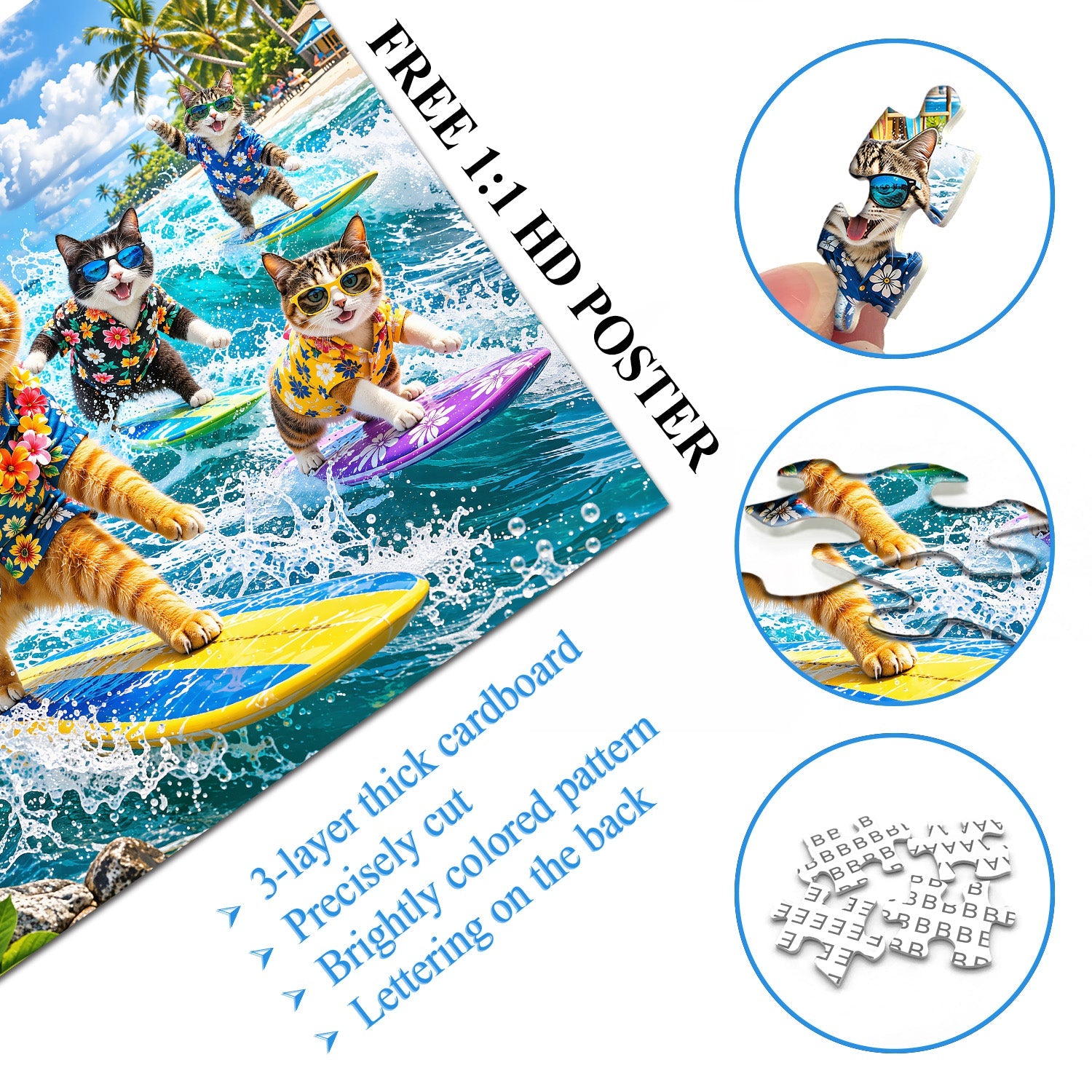 Surf Cats Jigsaw Puzzle 1000 Piece
