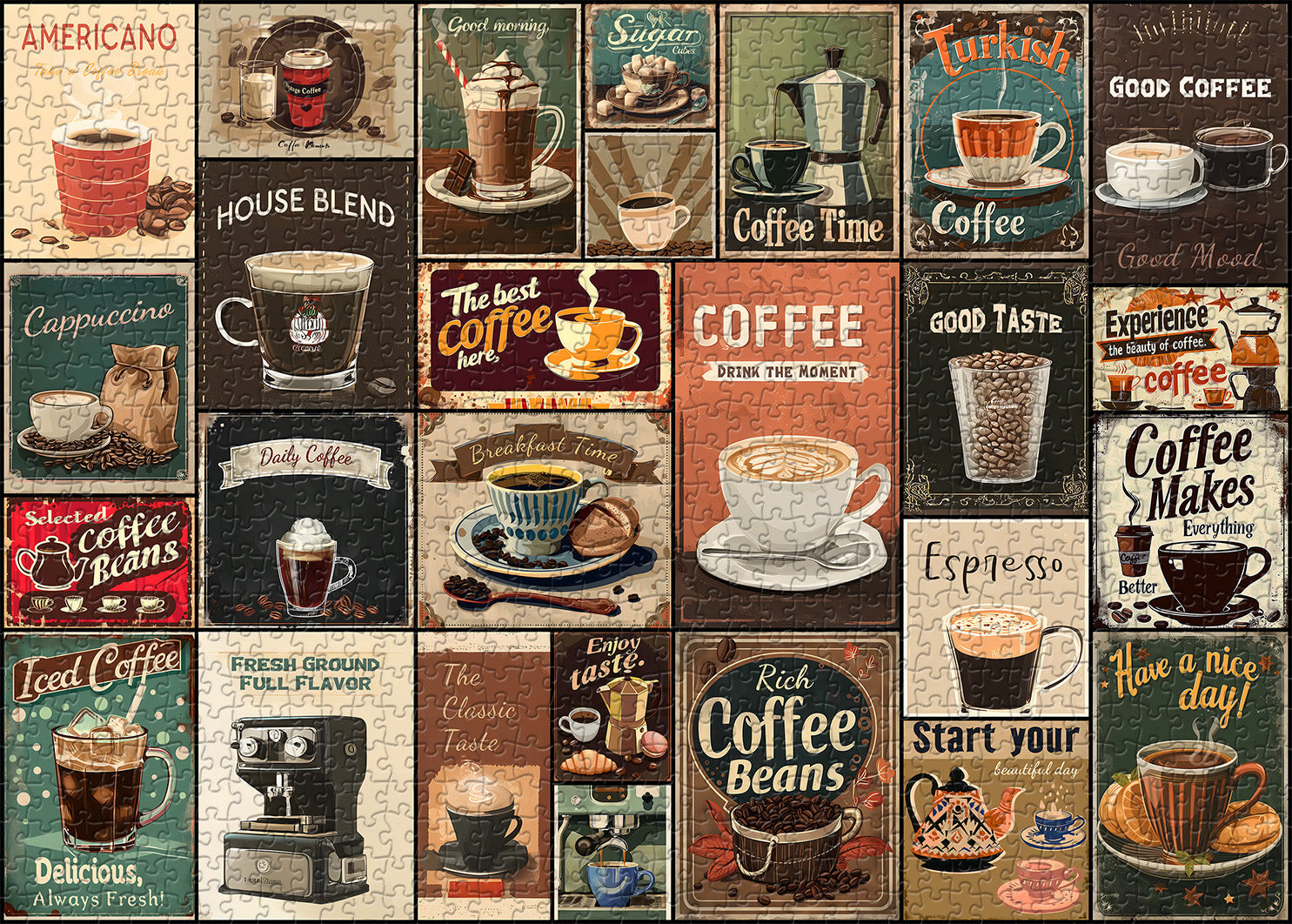 Vintage Coffee Collage Jigsaw Puzzle 1000 Pieces