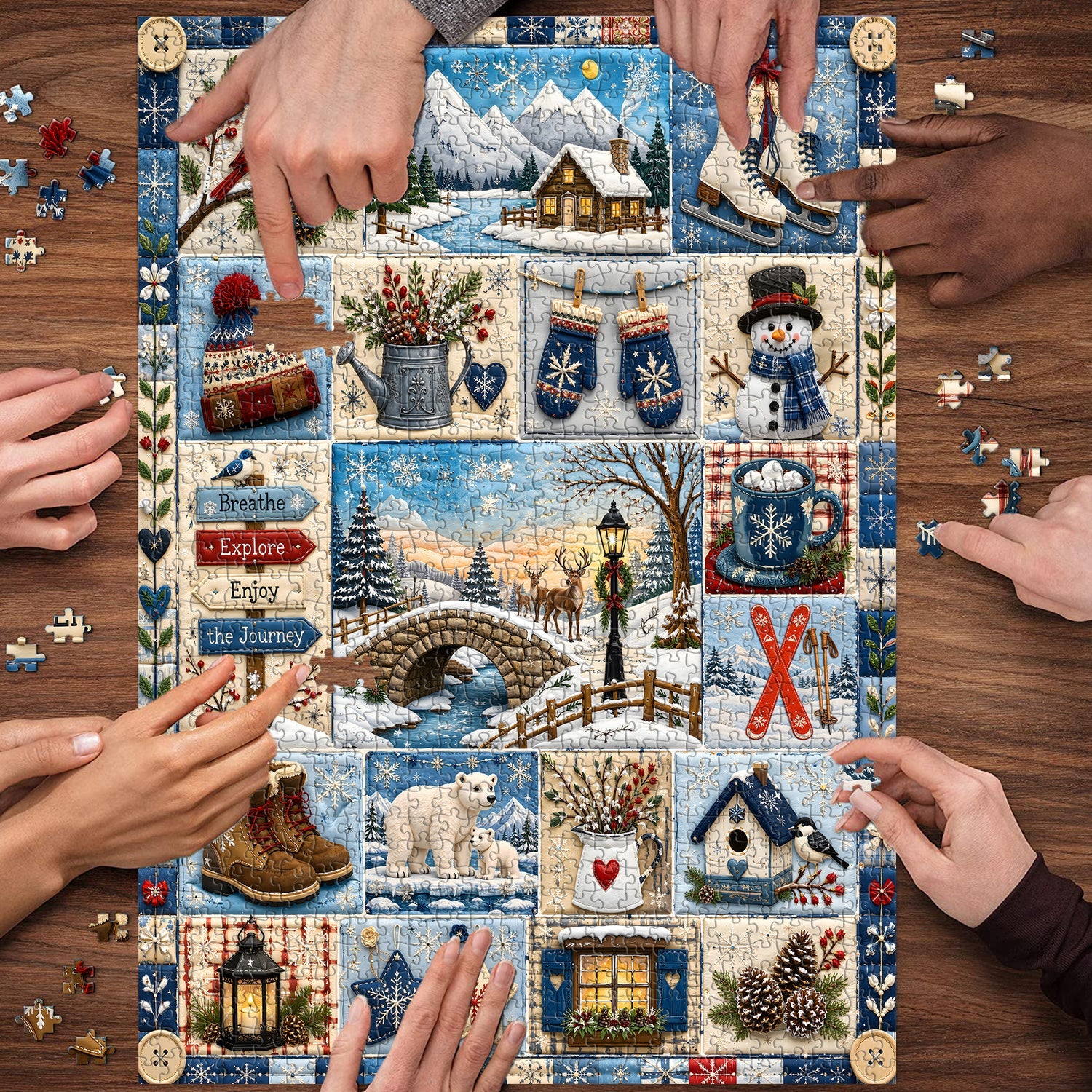 Winter Patchwork Jigsaw Puzzle 1000 Pieces
